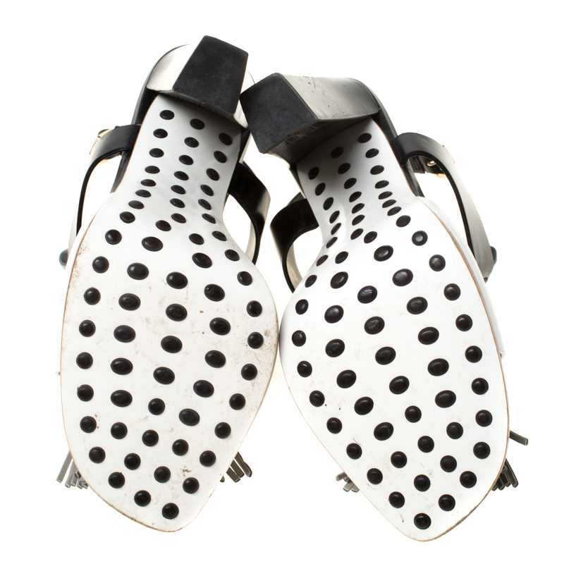 Tod's Tricolor Leather Fringe Detail Slingback Sandals Size 38.5