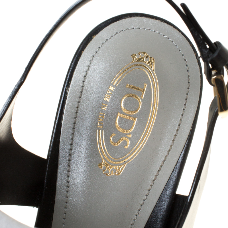 Tod's Tricolor Leather Fringe Detail Slingback Sandals Size 38.5