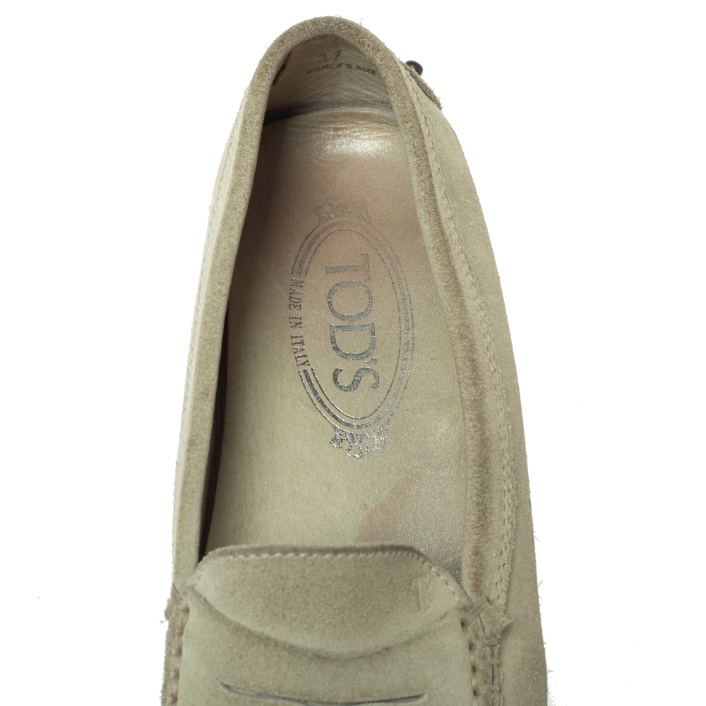 Tod's Grey Suede Penny Loafers Size 37
