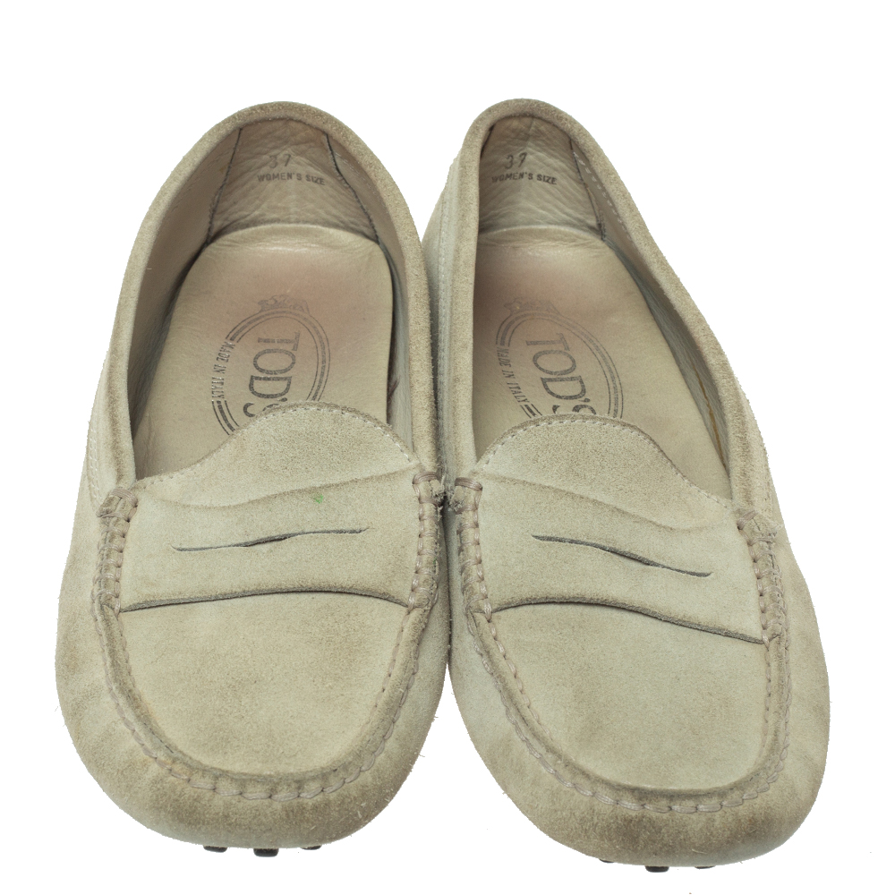 Tod's Grey Suede Penny Loafers Size 37