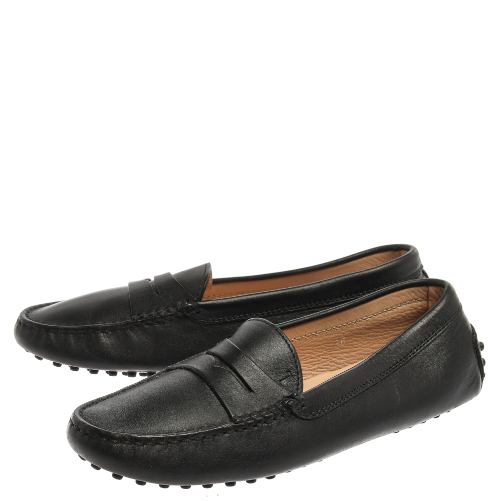 Tod's Black Leather Penny Loafers Size 36