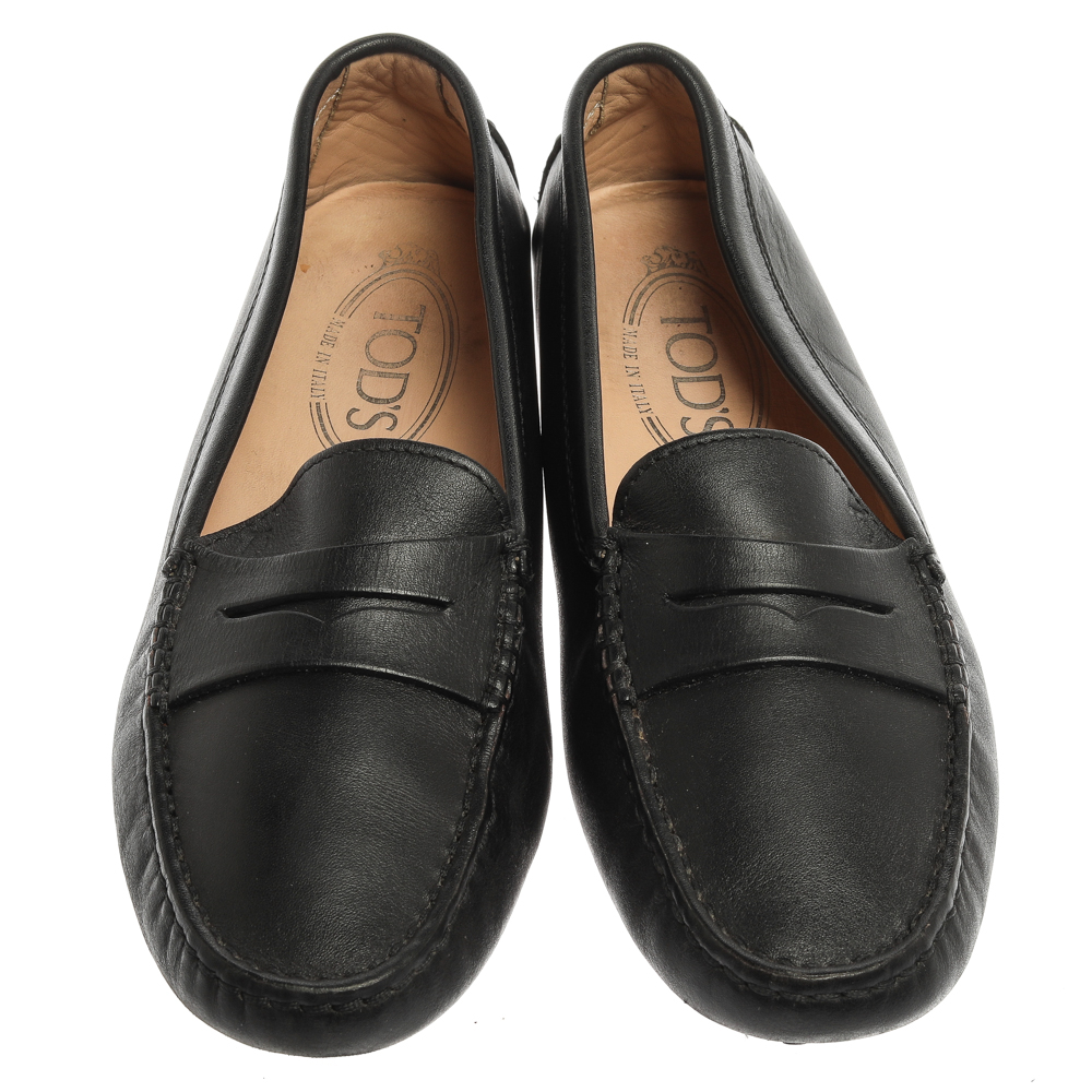 Tod's Black Leather Penny Loafers Size 36
