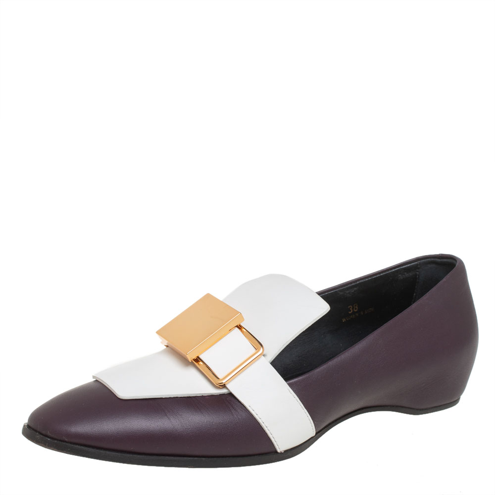 Tod's Burgundy/White Leather Embellished Slip On Loafers Size 38