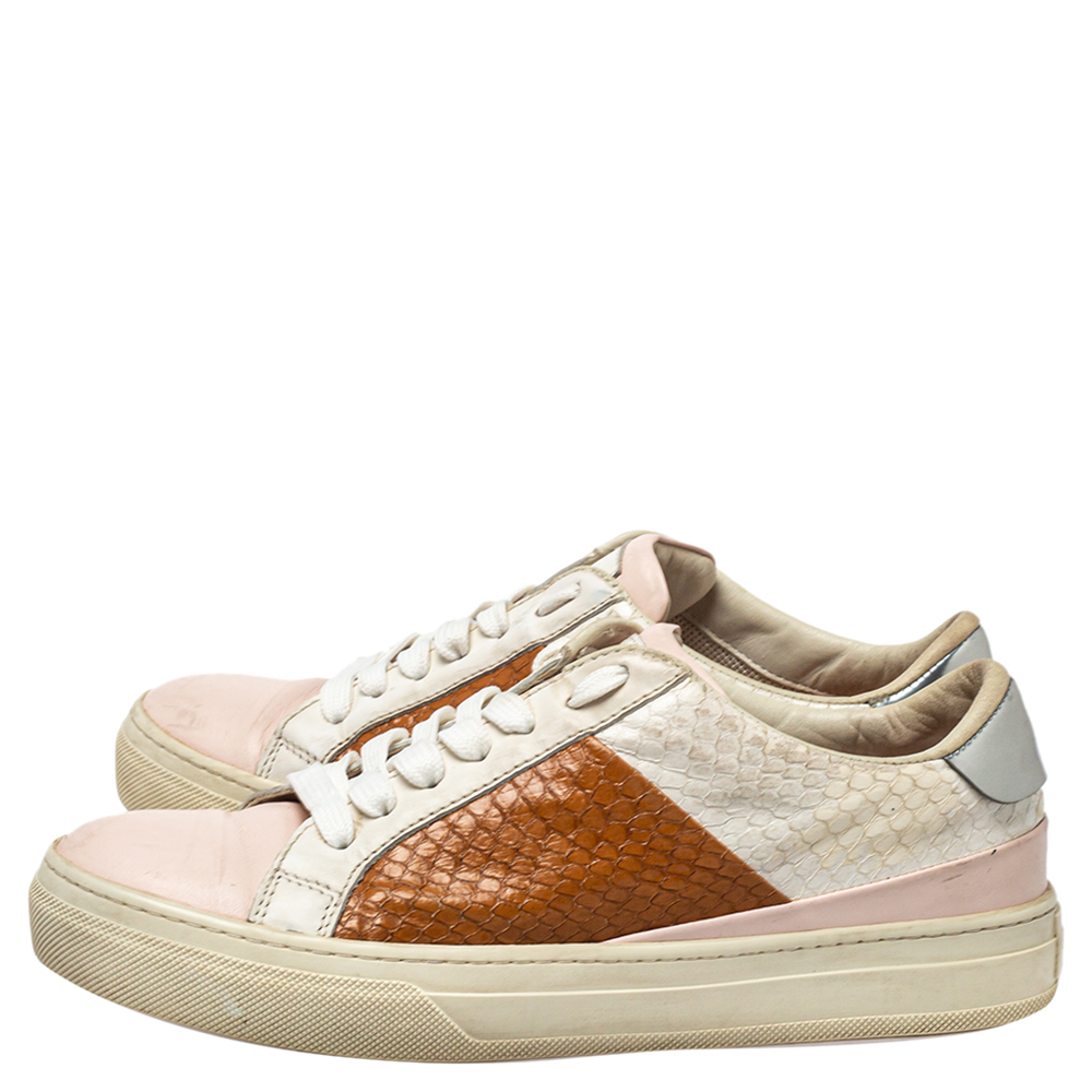 Tod's Multicolor Python And Leather Lace Up Sneakers Size 36