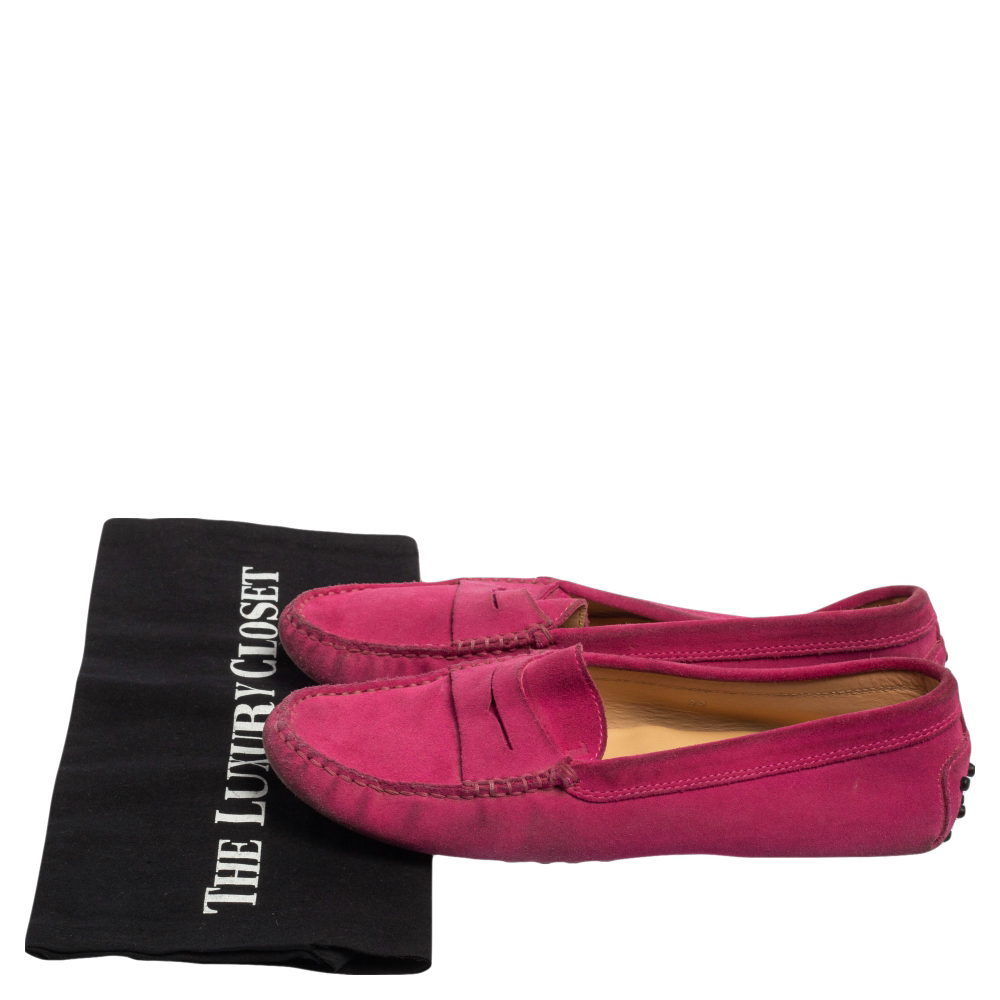 Tod's Pink Suede Penny Loafers Size 39