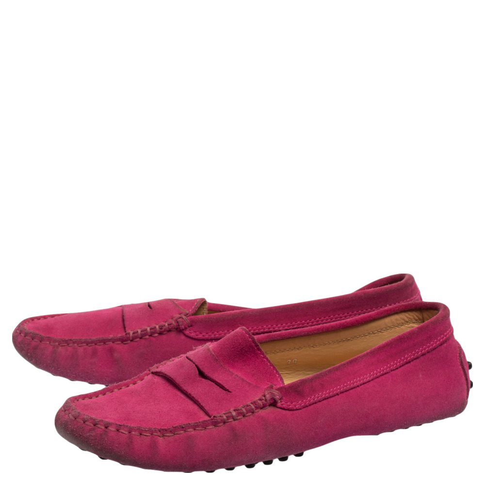 Tod's Pink Suede Penny Loafers Size 39