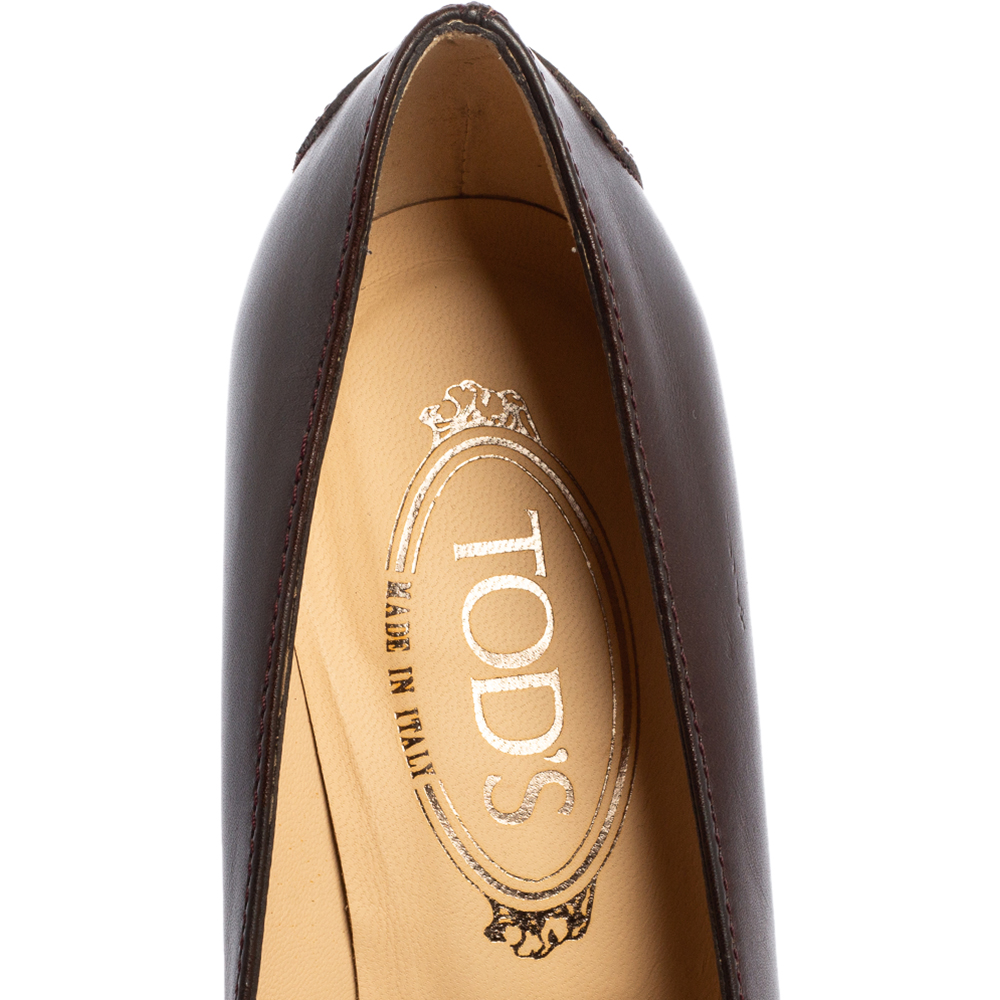 Tod's Brown Patent Leather Pointed Toe Pumps Size 36.5
