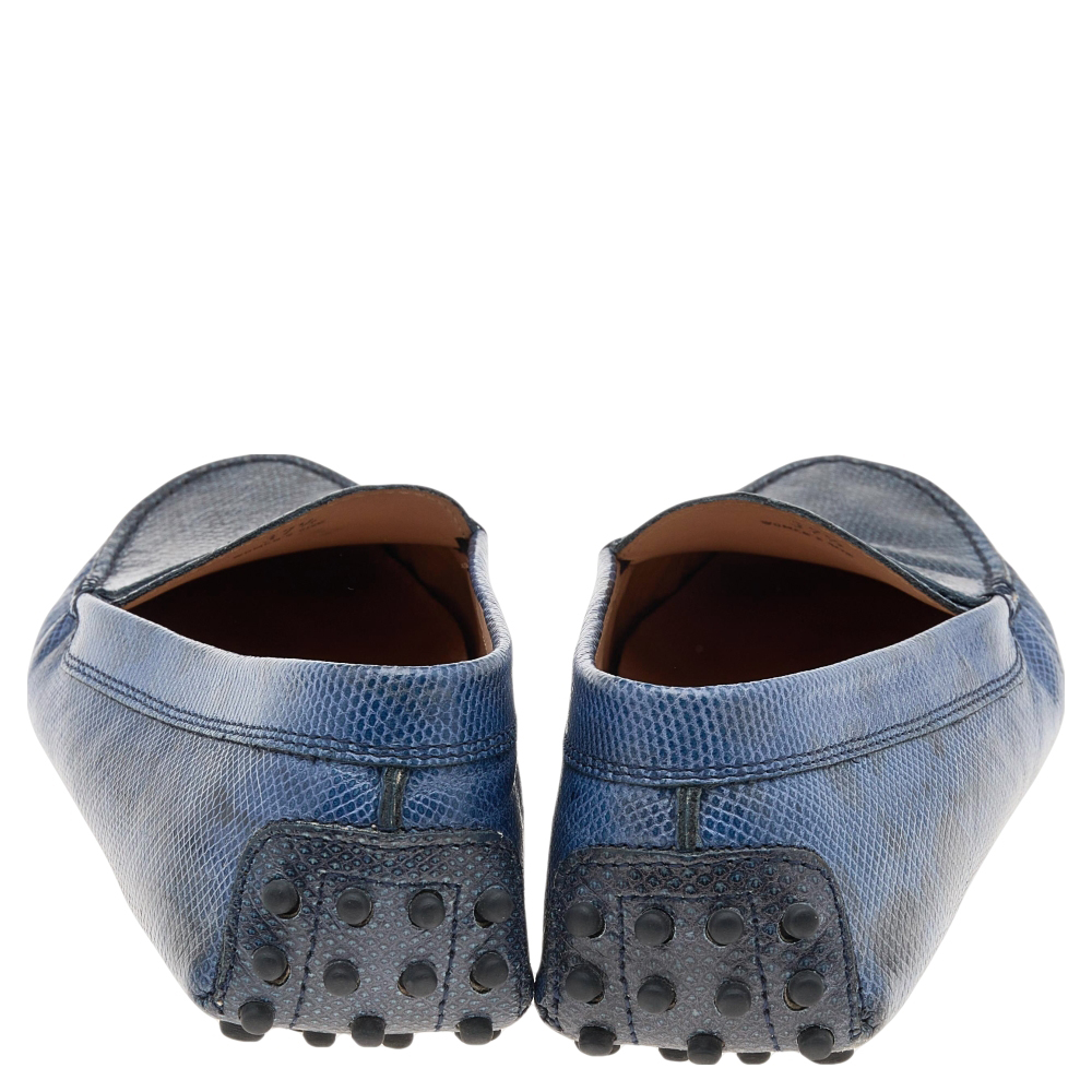 Tod's Blue Karung Gommino Slip On Loafers Size 37.5