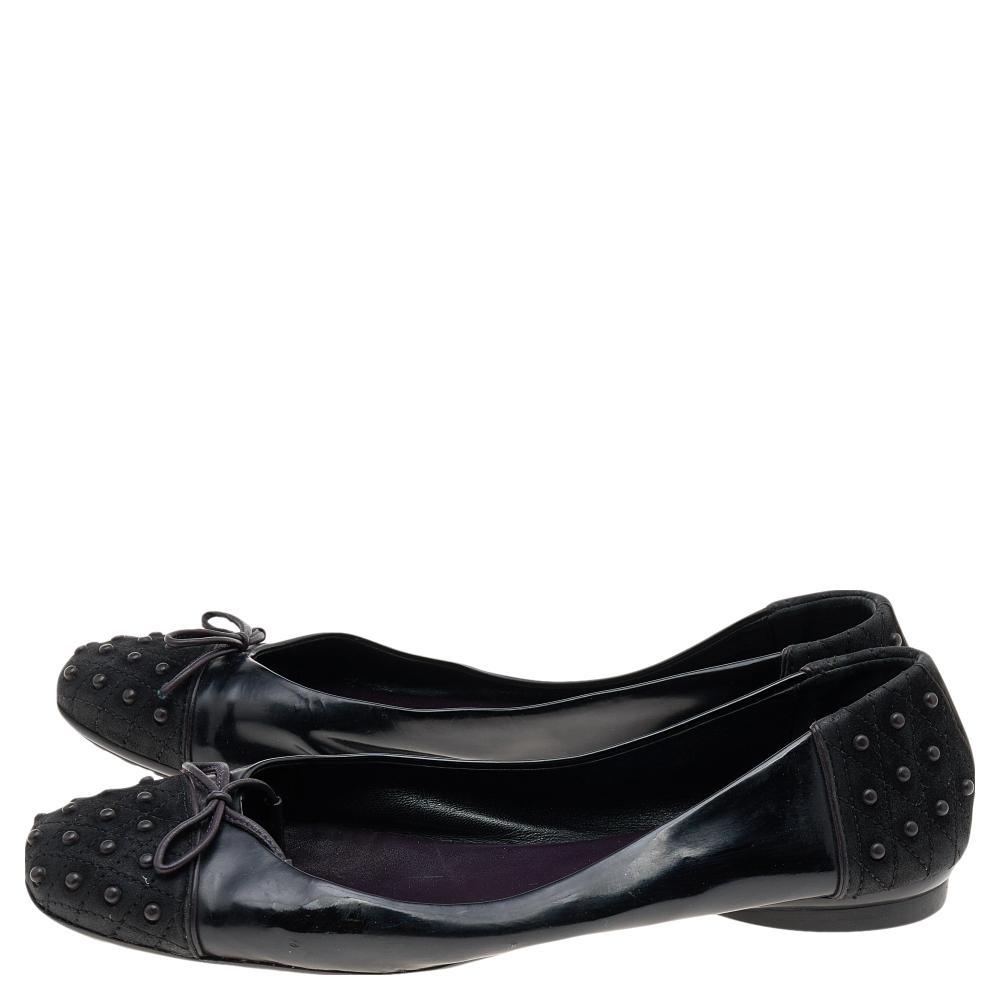 Tod's Black Suede And Leather Bow Flats Size 37
