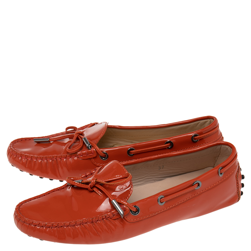 Tod's Orange Patent Leather Penny Loafers Size 37
