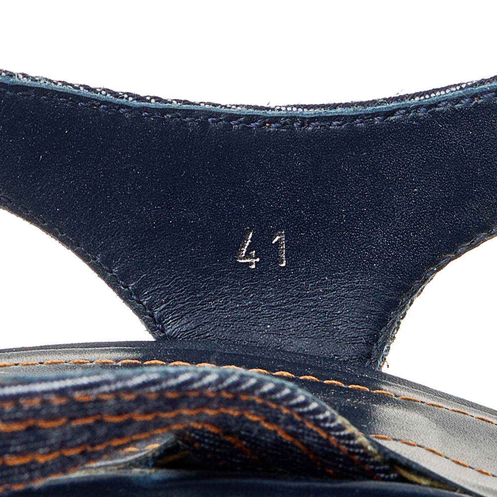 Tod's Blue Denim Slingback Platform Wedge Sandals Size 41