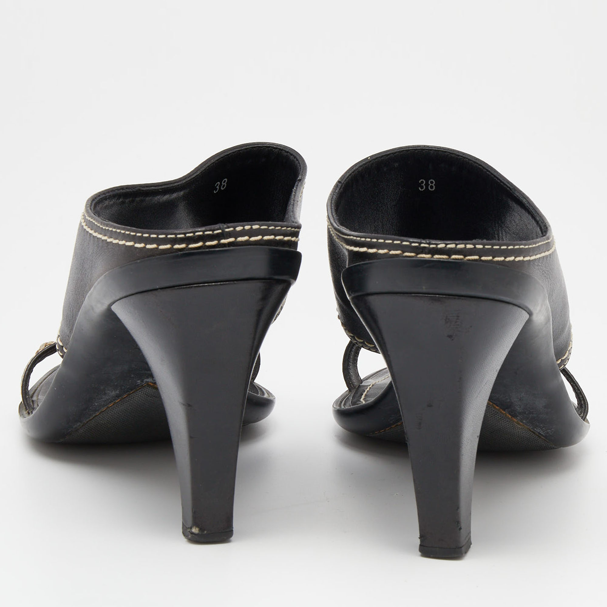 Tod's Black Leather Slide Sandals Size 38
