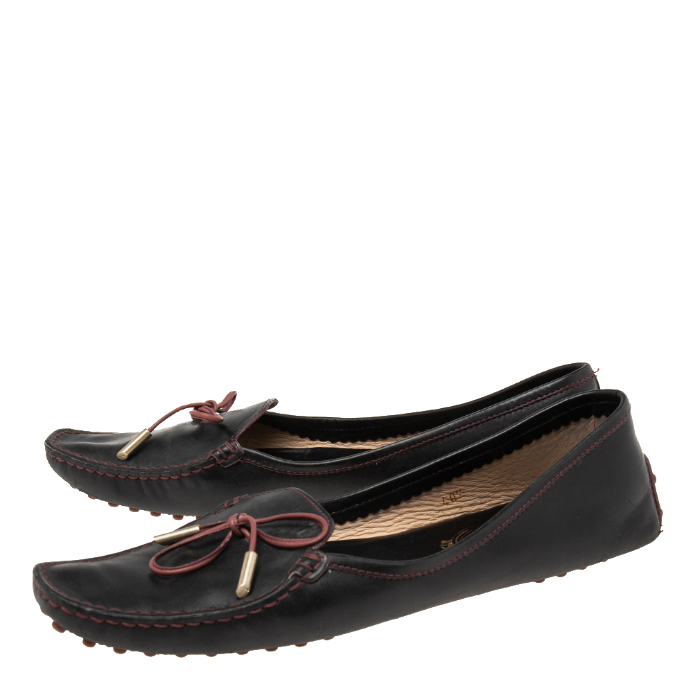Tod's Dark Brown/Burgundy Leather Loafers Size 40.5
