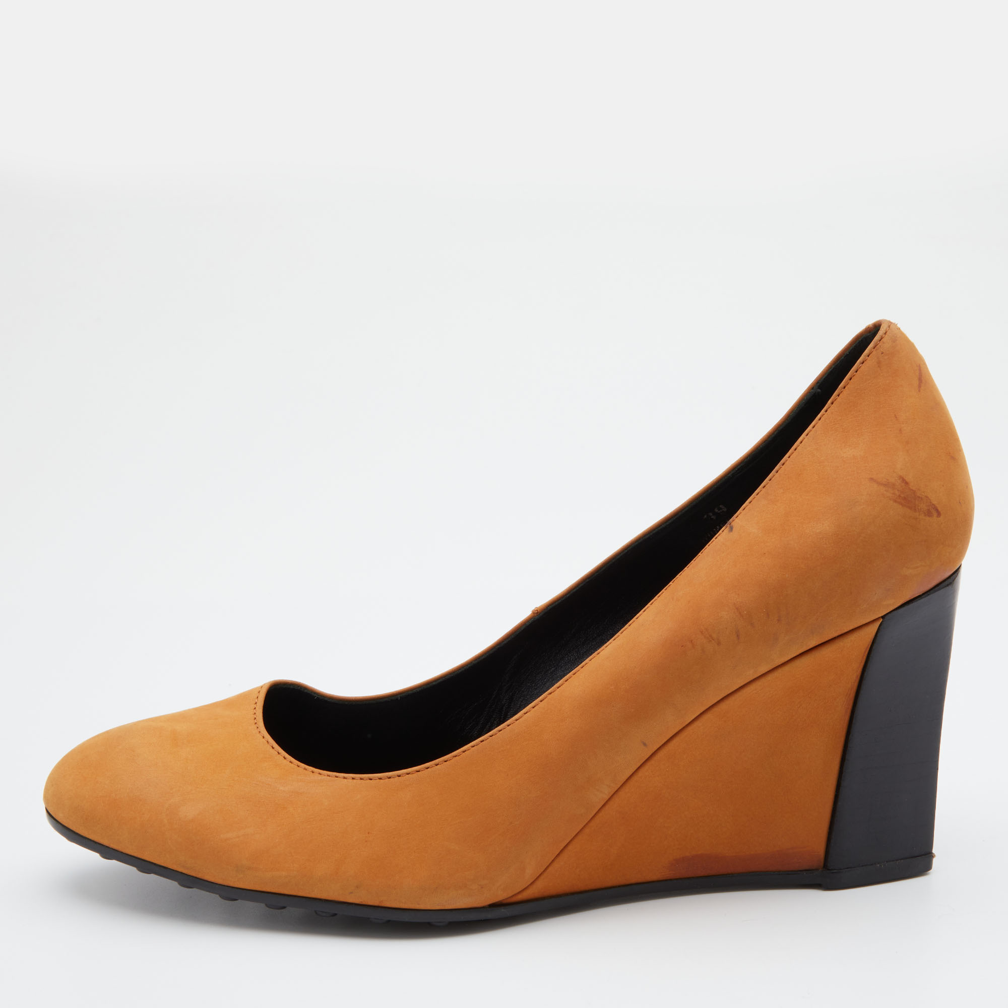 

Tod's Brown Nubuck Leather Wedge Pumps Size