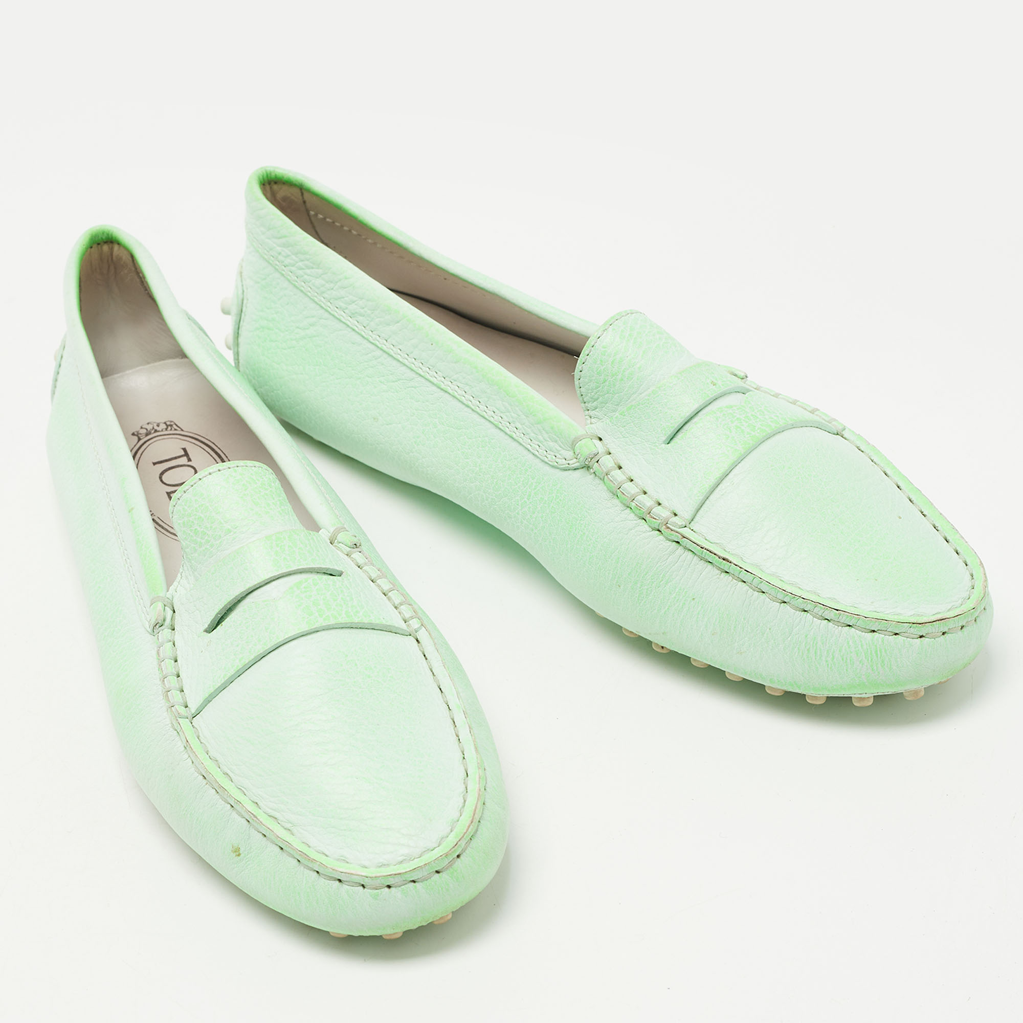 Tod's Green Leather Penny Loafers Size 39