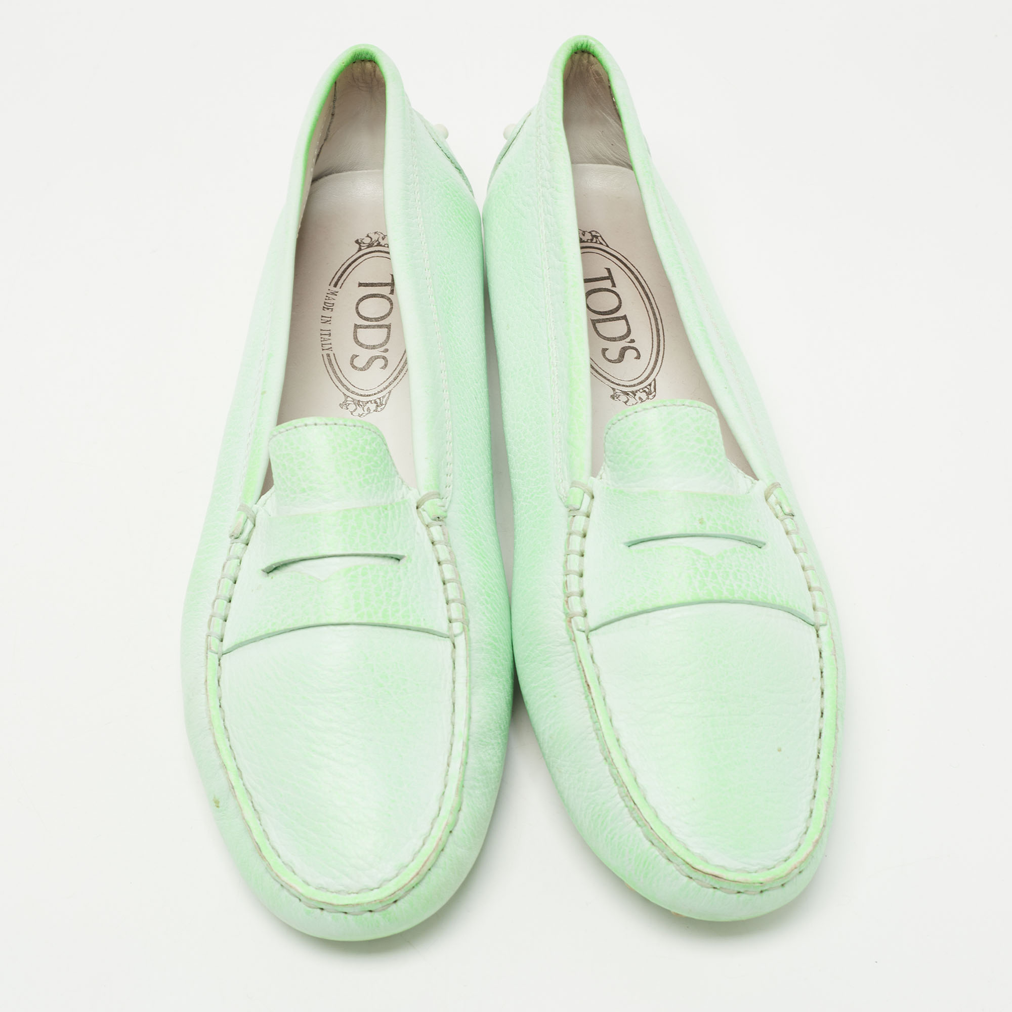 Tod's Green Leather Penny Loafers Size 39