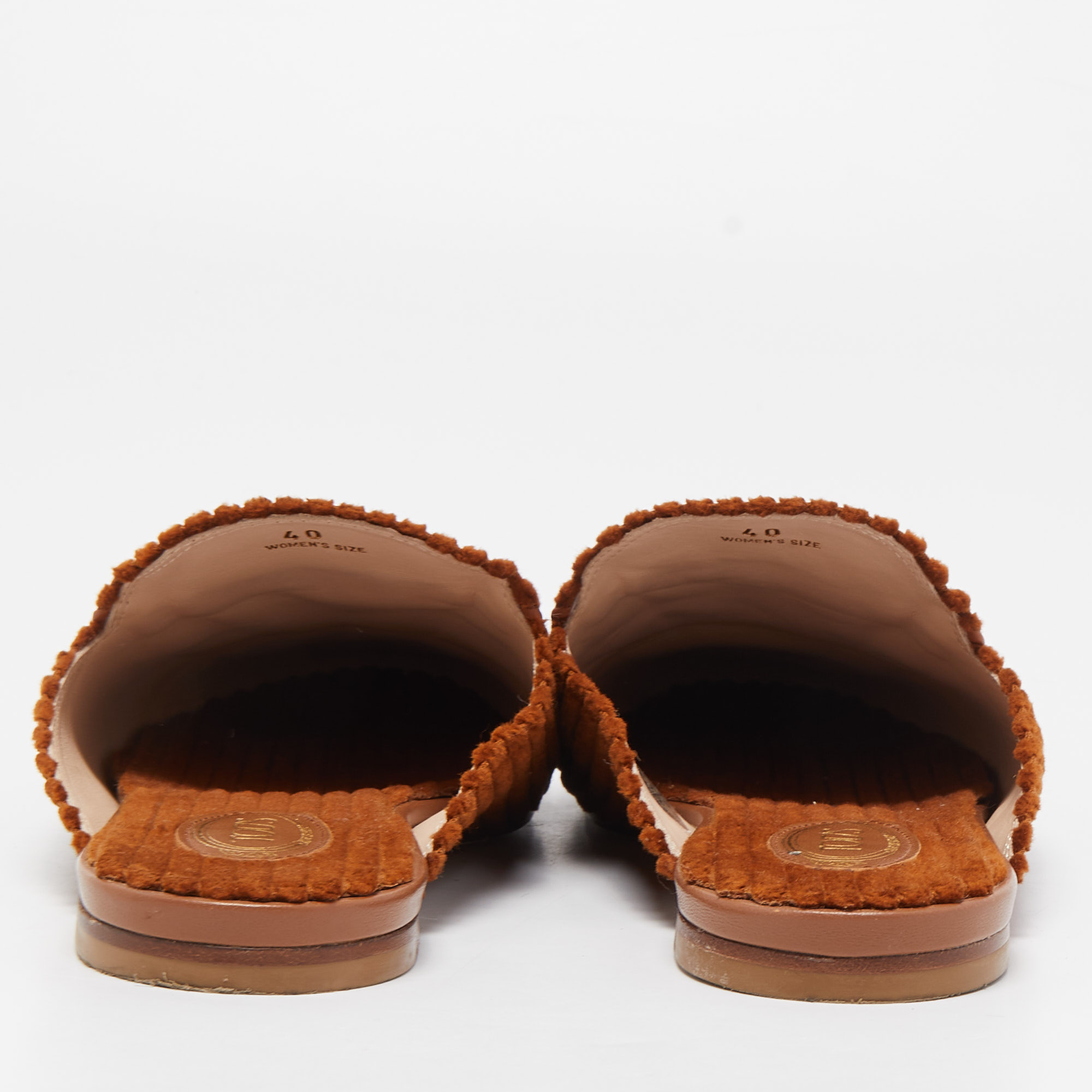 Tod's Brown Corduroy Fabric Flat Mules Size 40