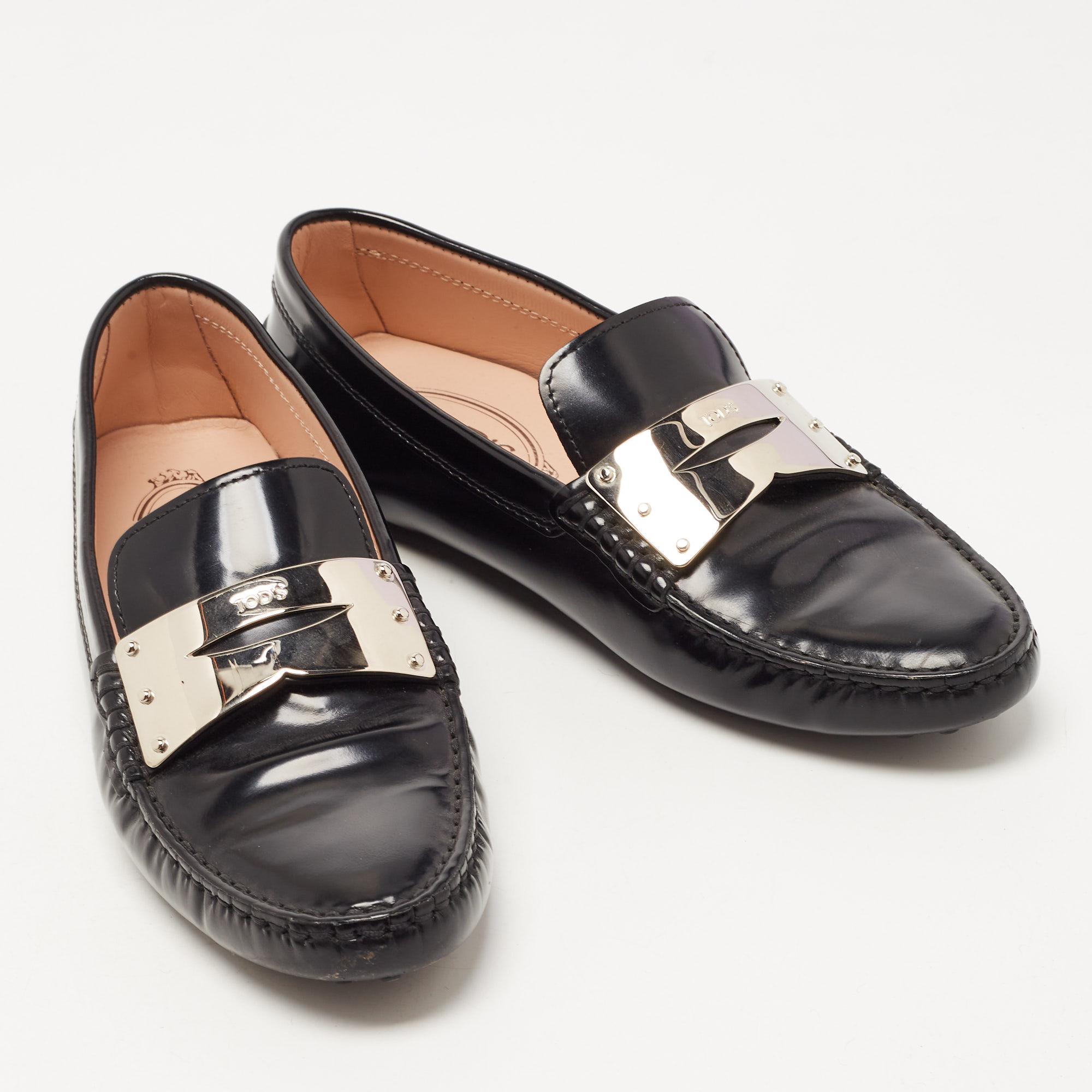 Tod's Black Leather Slip On Loafers Size 36
