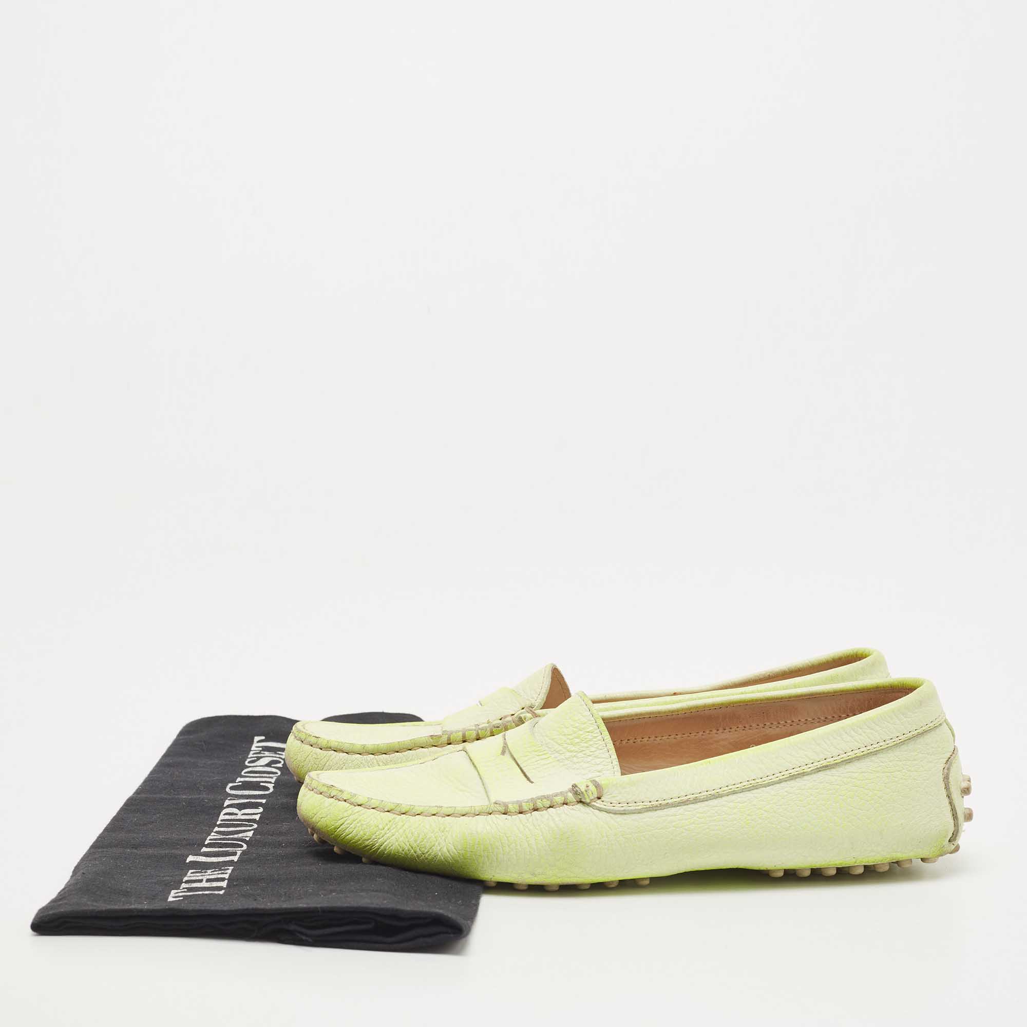 Tod's Neon Two Tone Leather Penny Slip On Loafers Size 36