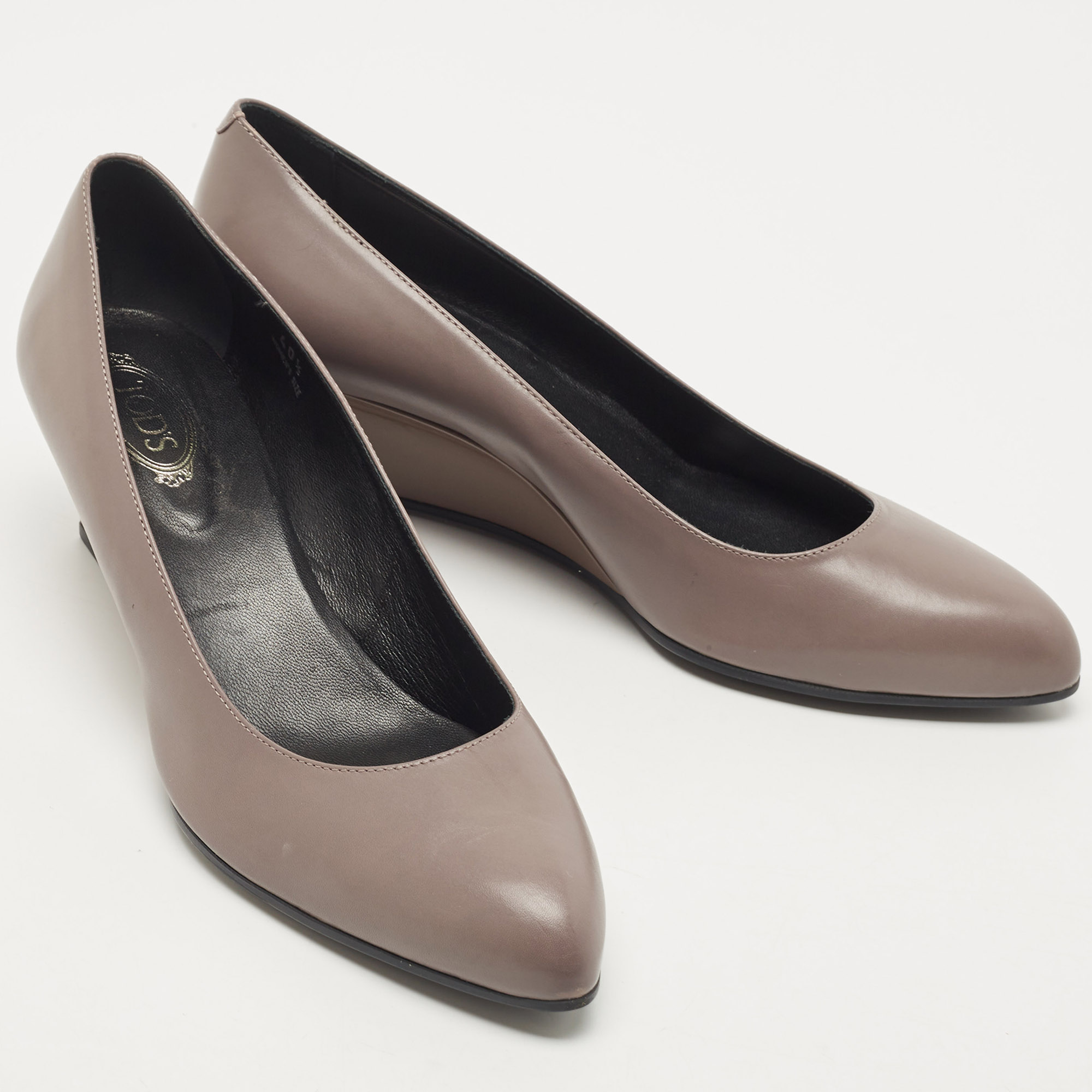 Tod's Mauve Leather Wedge Pumps Size 40.5