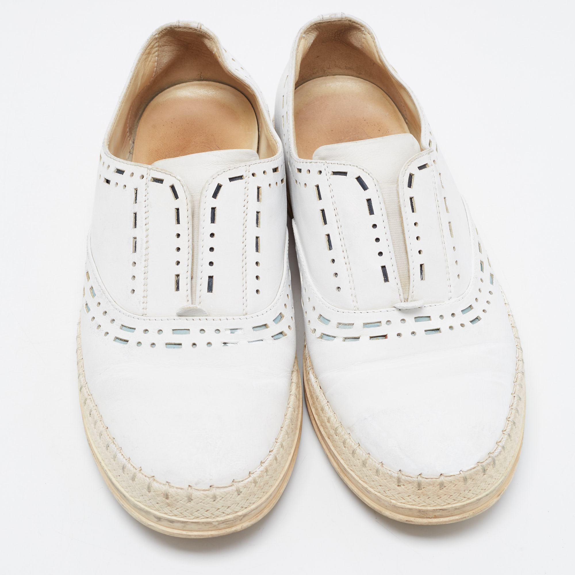 Tod's White Leather Slip On Loafers Size 37.5