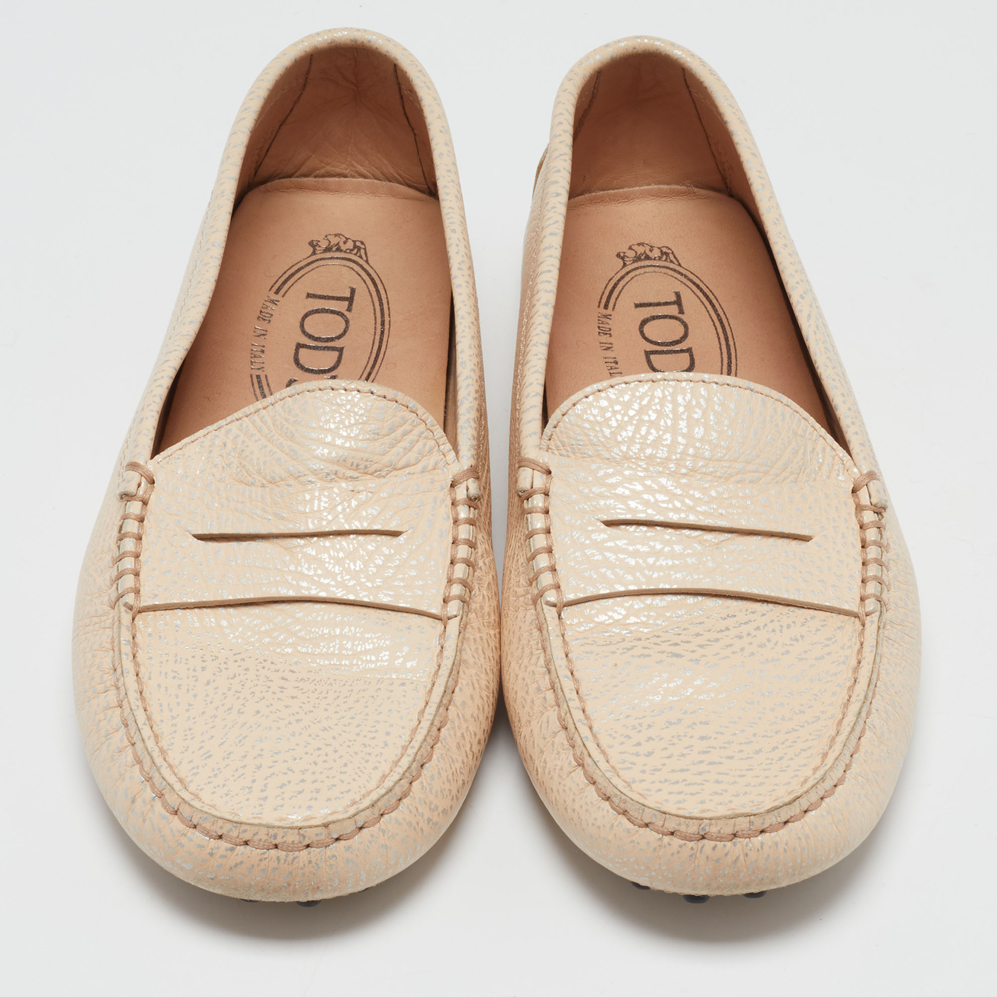 Tod's Beige Leather Penny Loafers Size 35.5