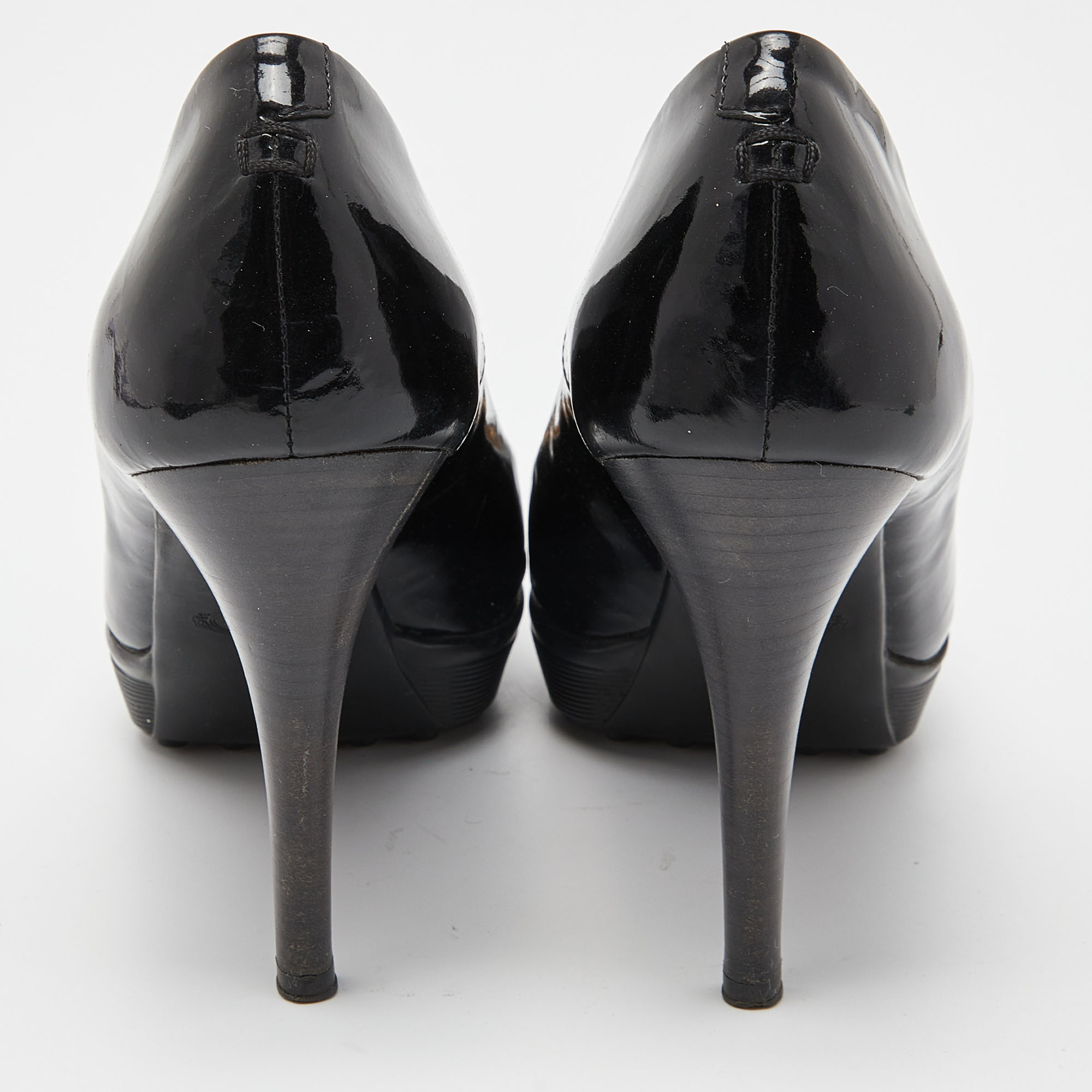 Tod's Black Patent Leather Peep Toe Pumps Size 36