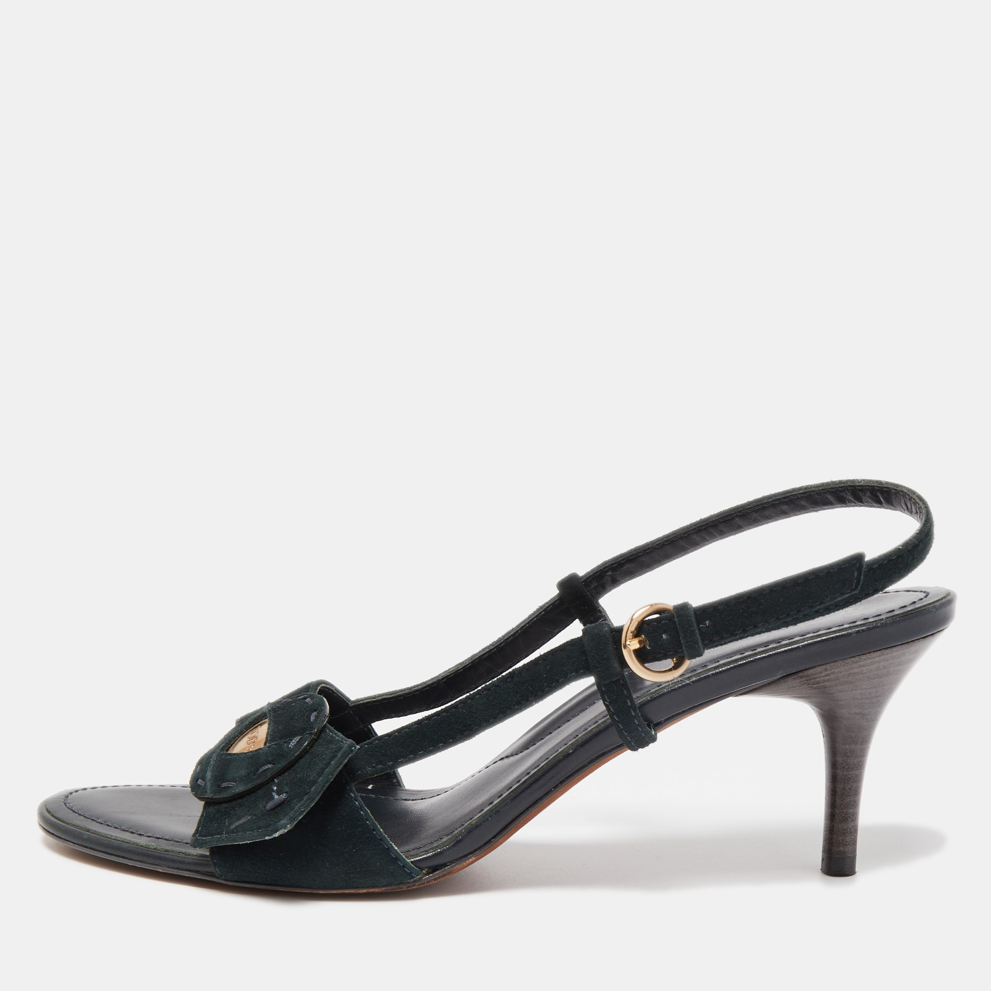 Tod's Black Suede Slingback Sandals Size 40
