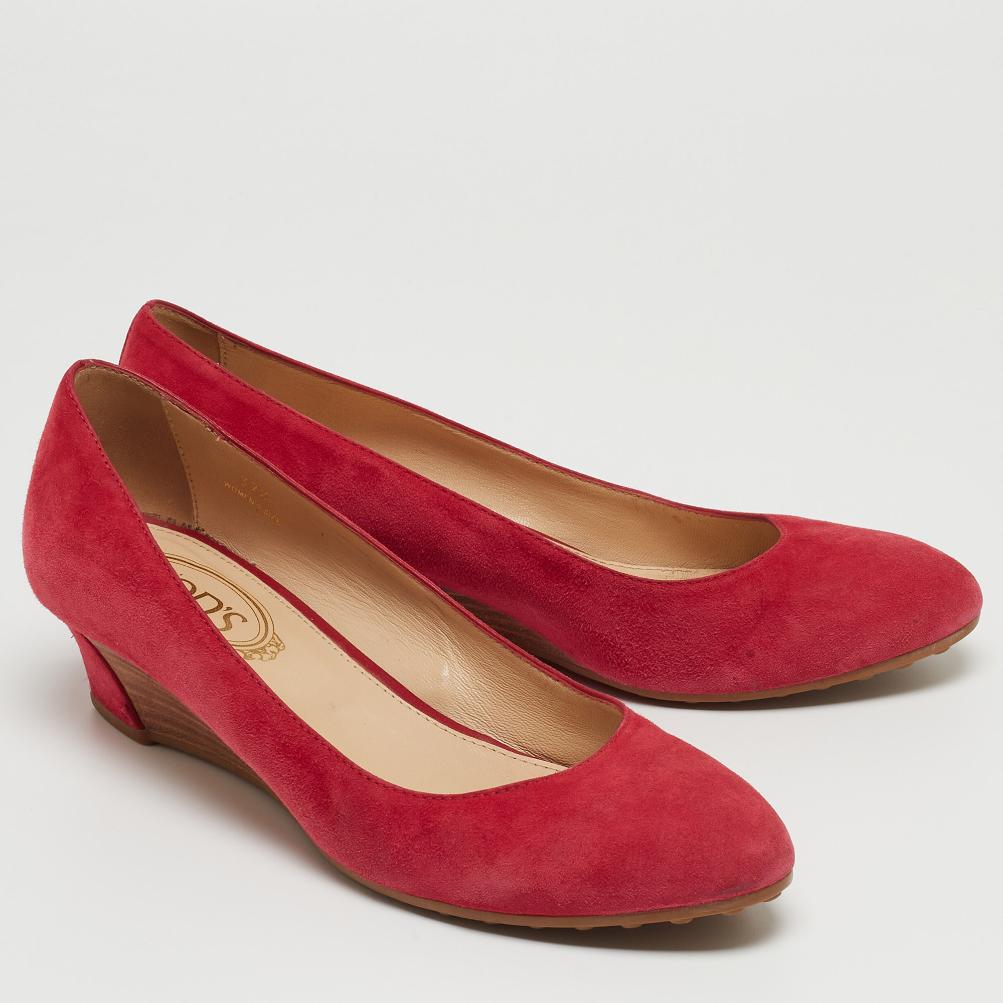 Tod's Pink Suede Wedge Pumps Size 37.5