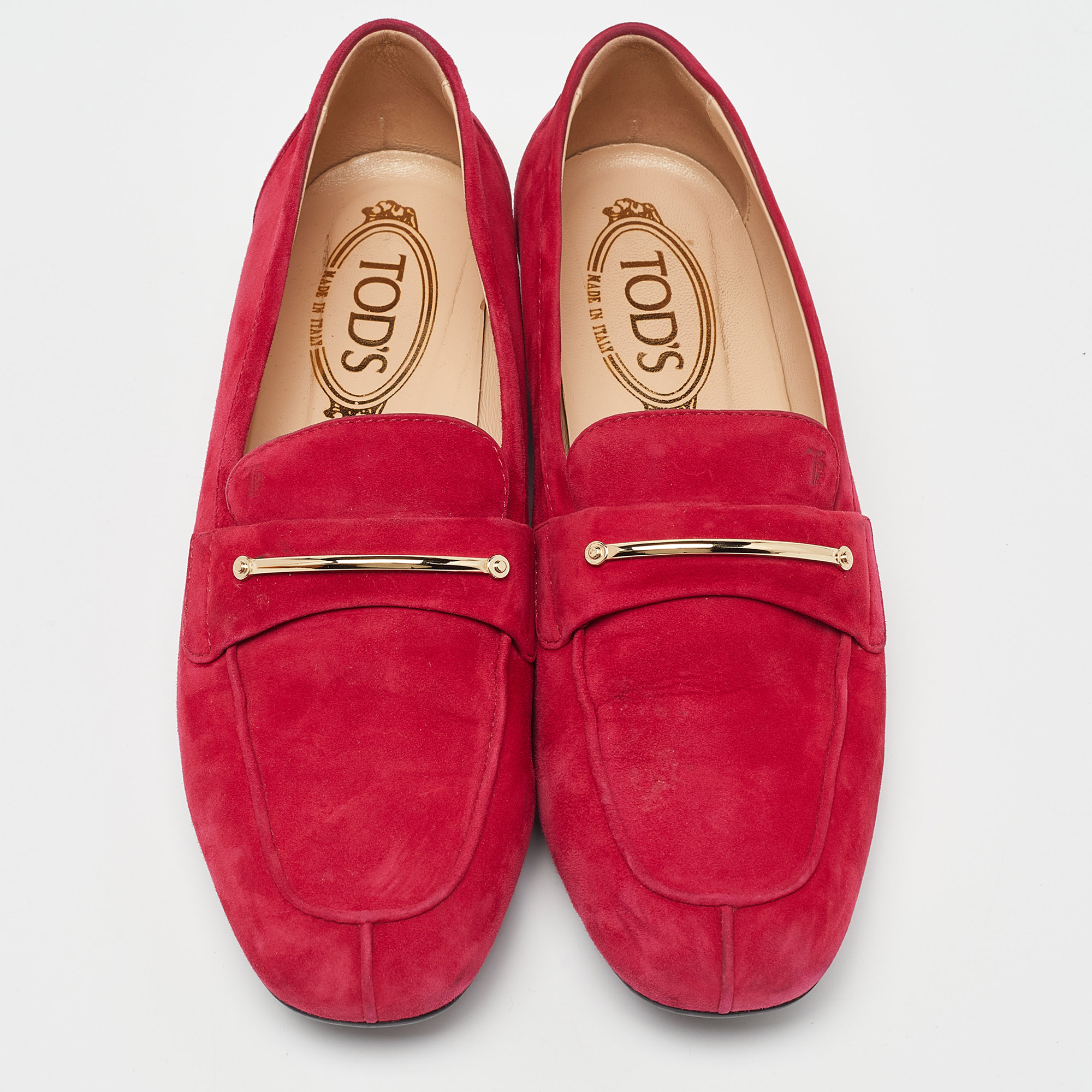 Tod's Red Suede Loafers Size 38