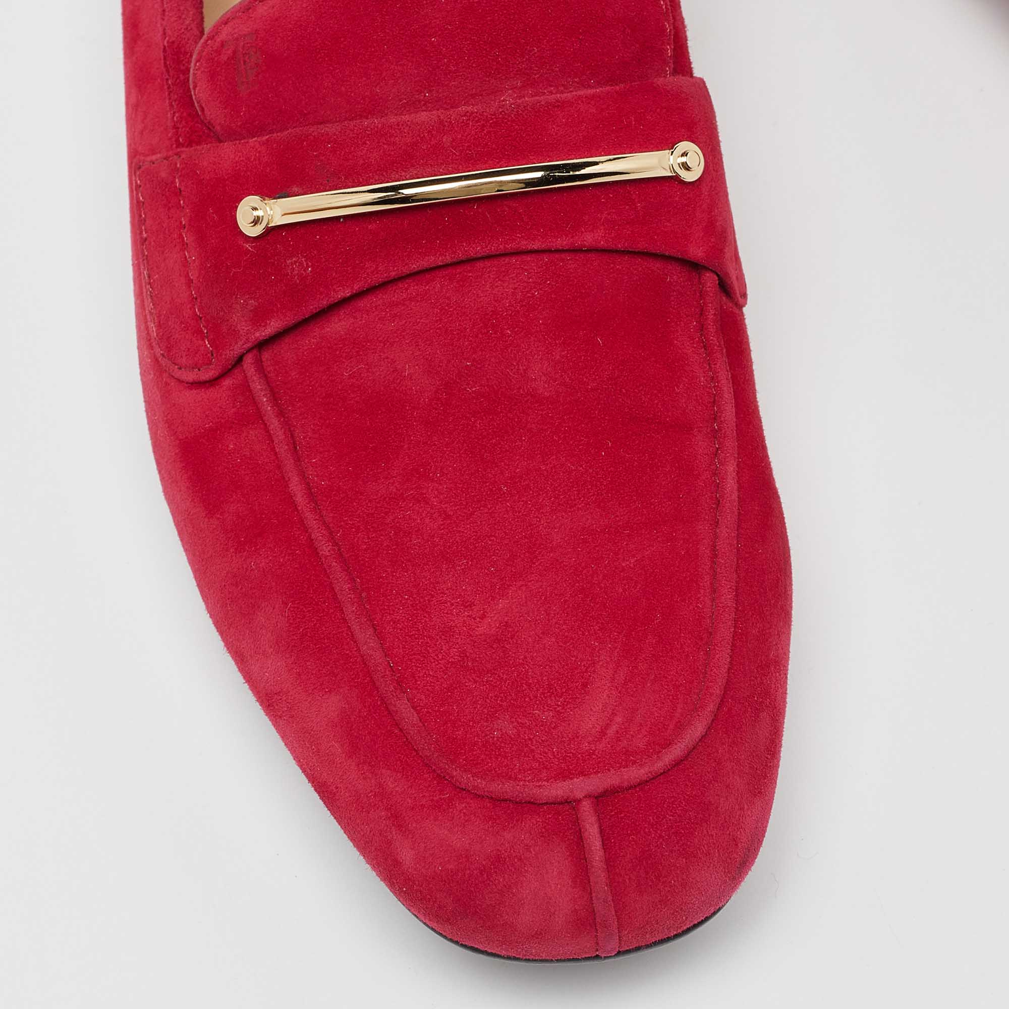 Tod's Red Suede Loafers Size 38