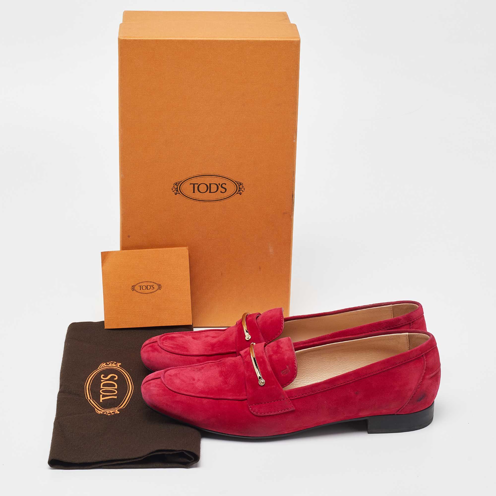 Tod's Red Suede Loafers Size 38