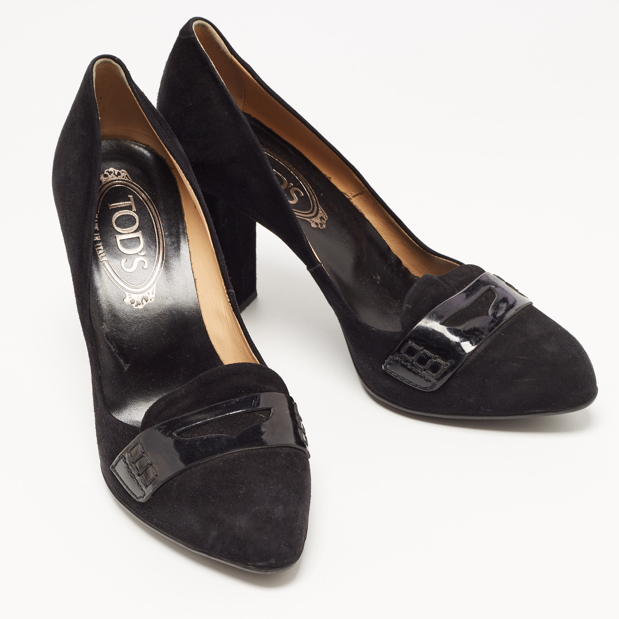 Tod's Black Suede Penny Loafer Pumps Size 36