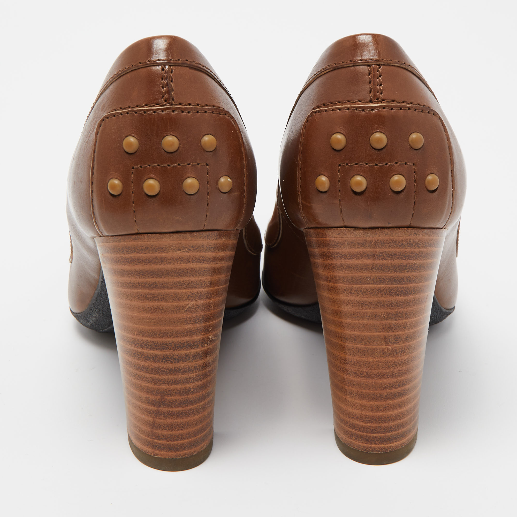 Tod's Brown Leather Tassel Fringe Detail Loafers Pumps Size 36.5