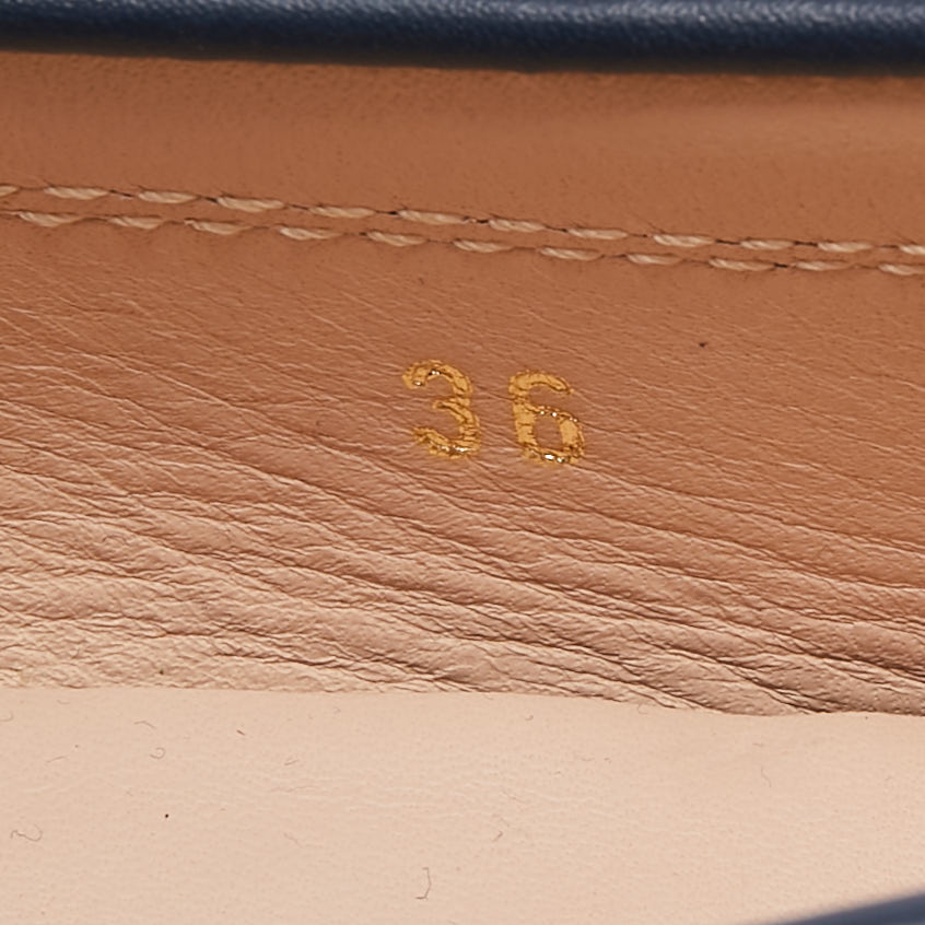 Tod's Blue Leather Fringe Detail Slip On Loafers Size 36