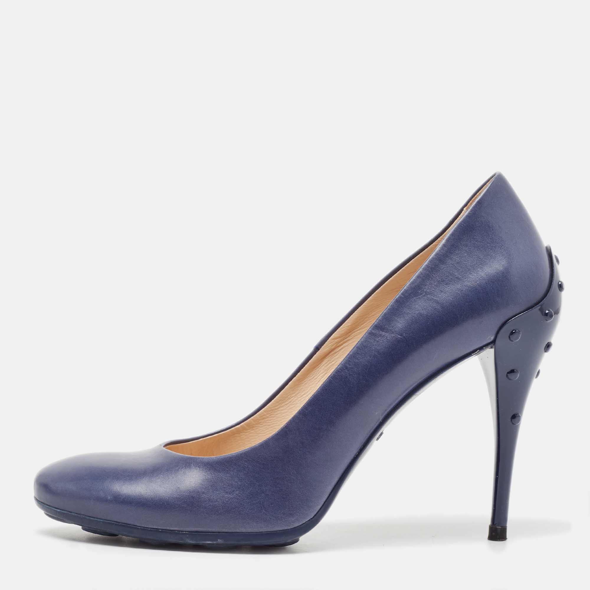 Tod's Navy Blue Leather Pumps Size 38.5