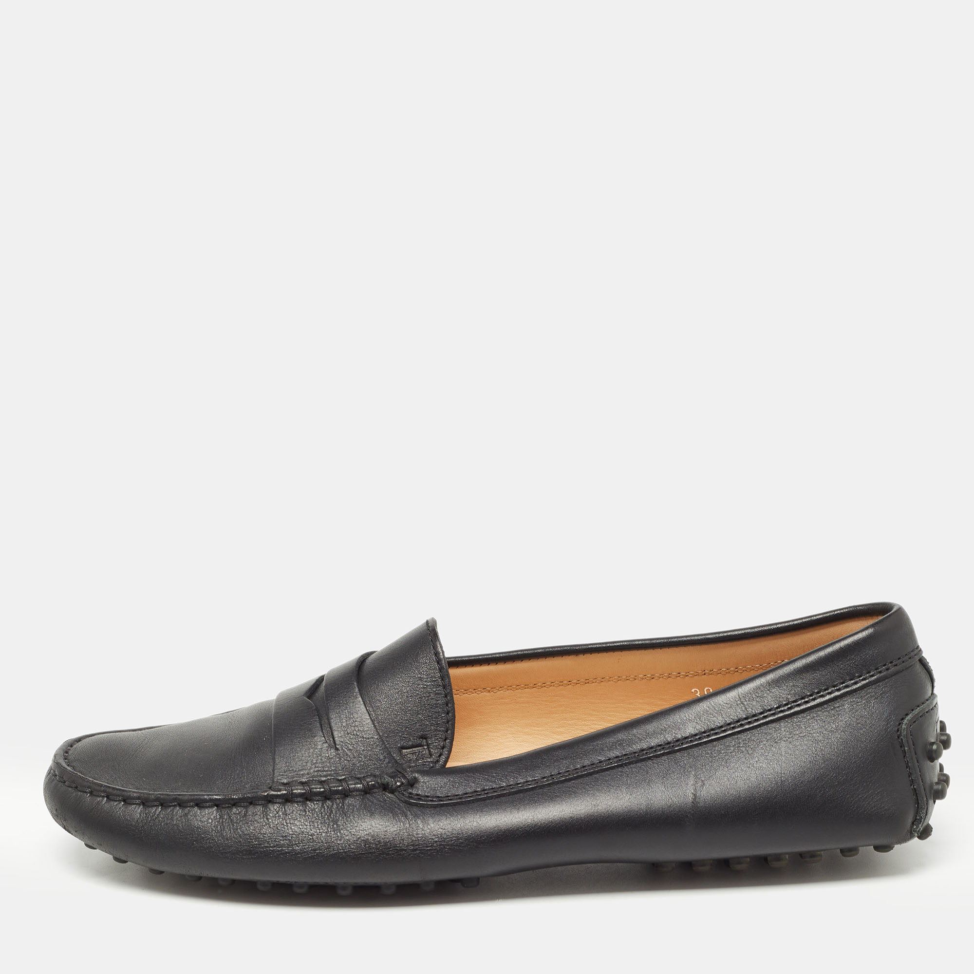 Tod's Black Leather Slip On Loafers Size 39