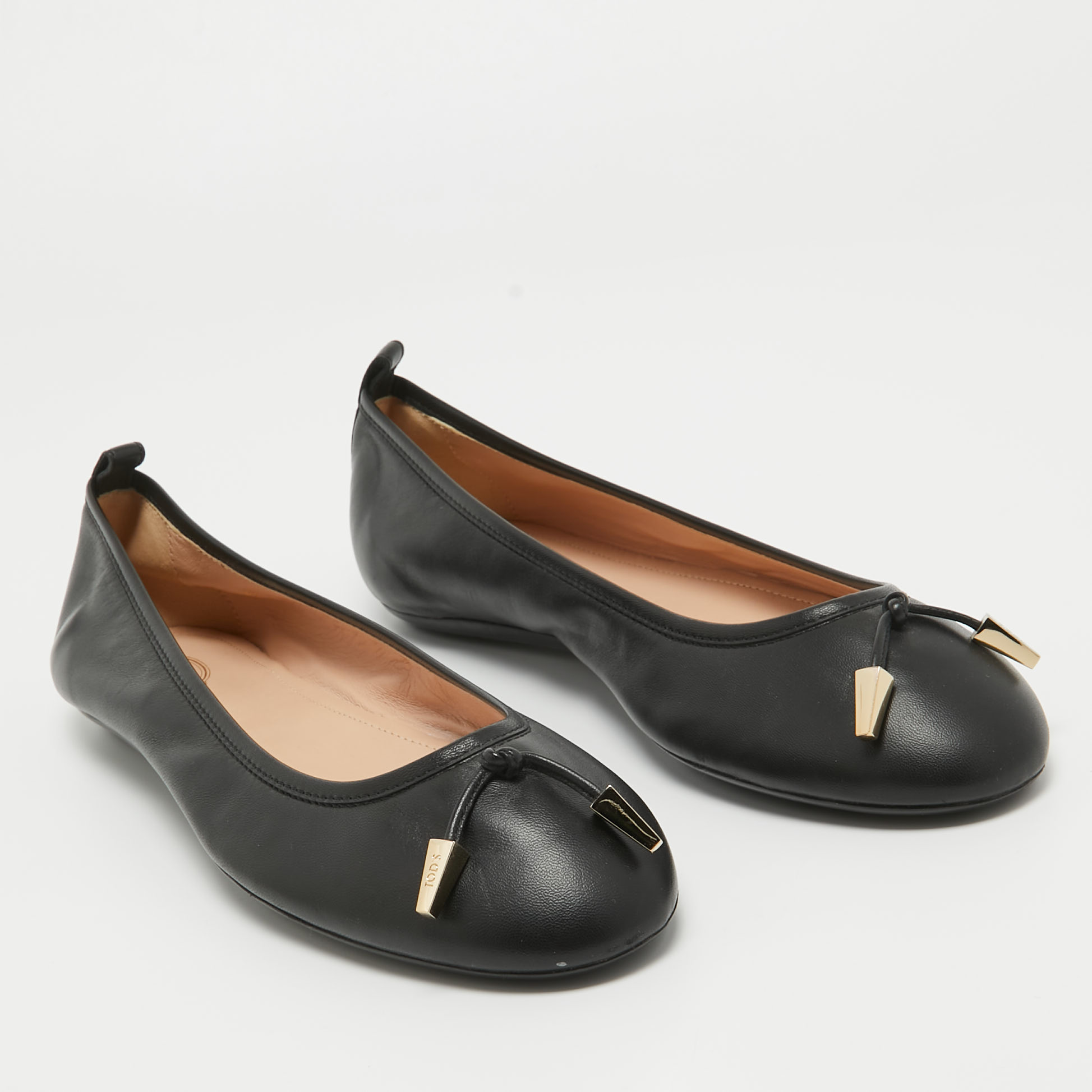 Tod's Black Leather Studded Ballet Flats Size 42