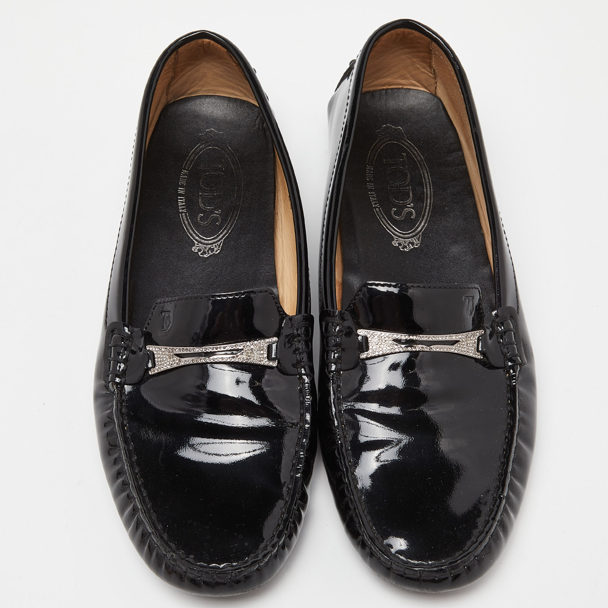 Tod's Black Patent Leather Penny Loafers Size 40