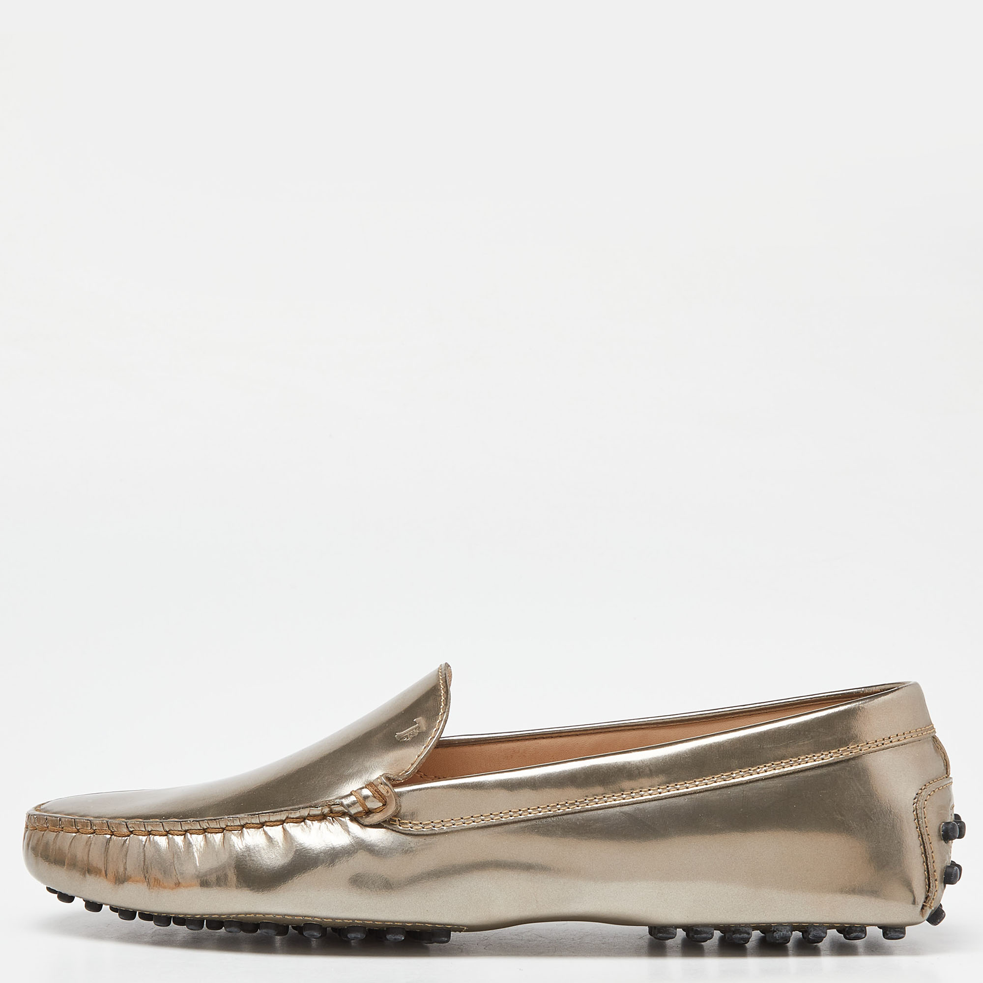Tod's gold leather slip on loafers size 40