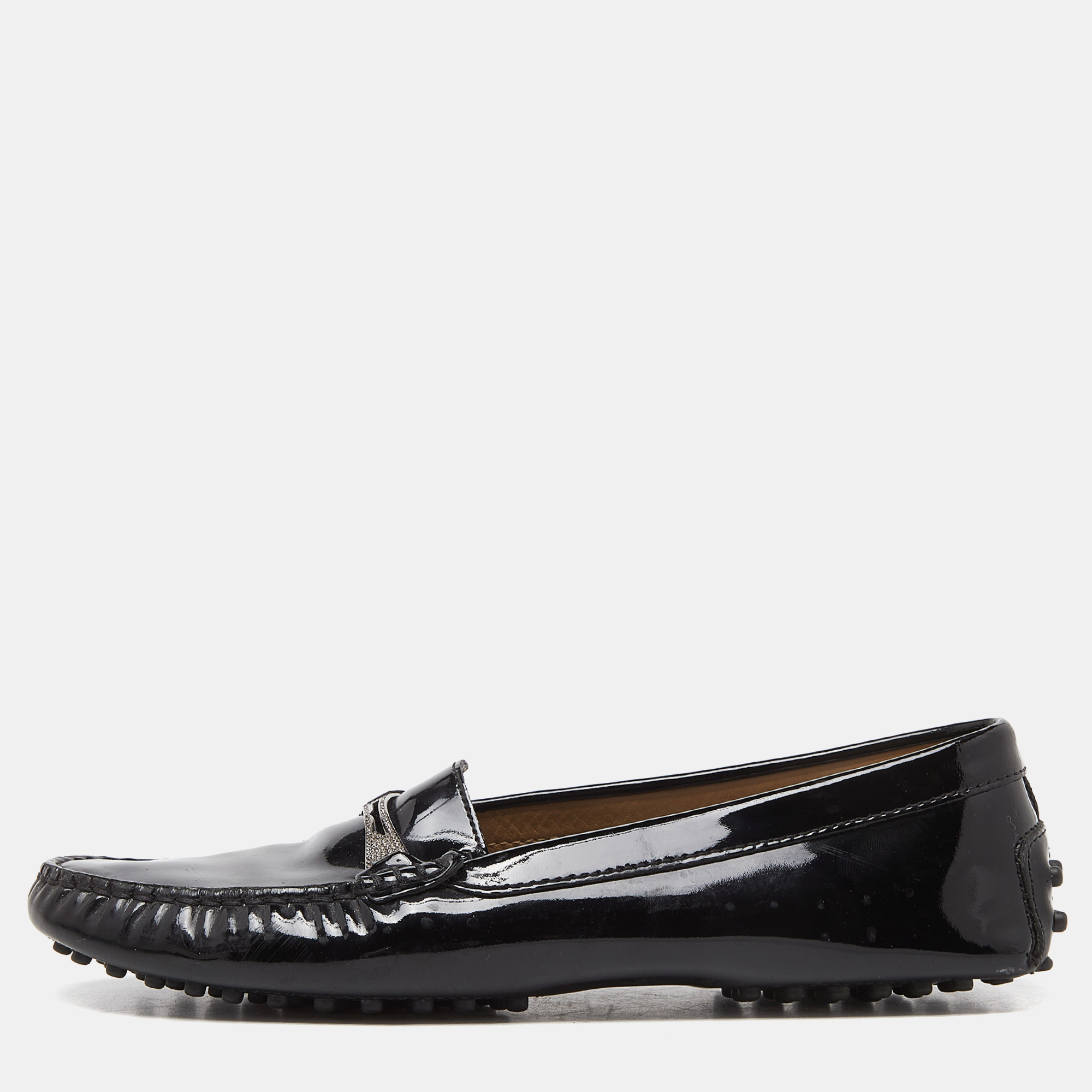 Tod's black patent leather loafers size 38.5