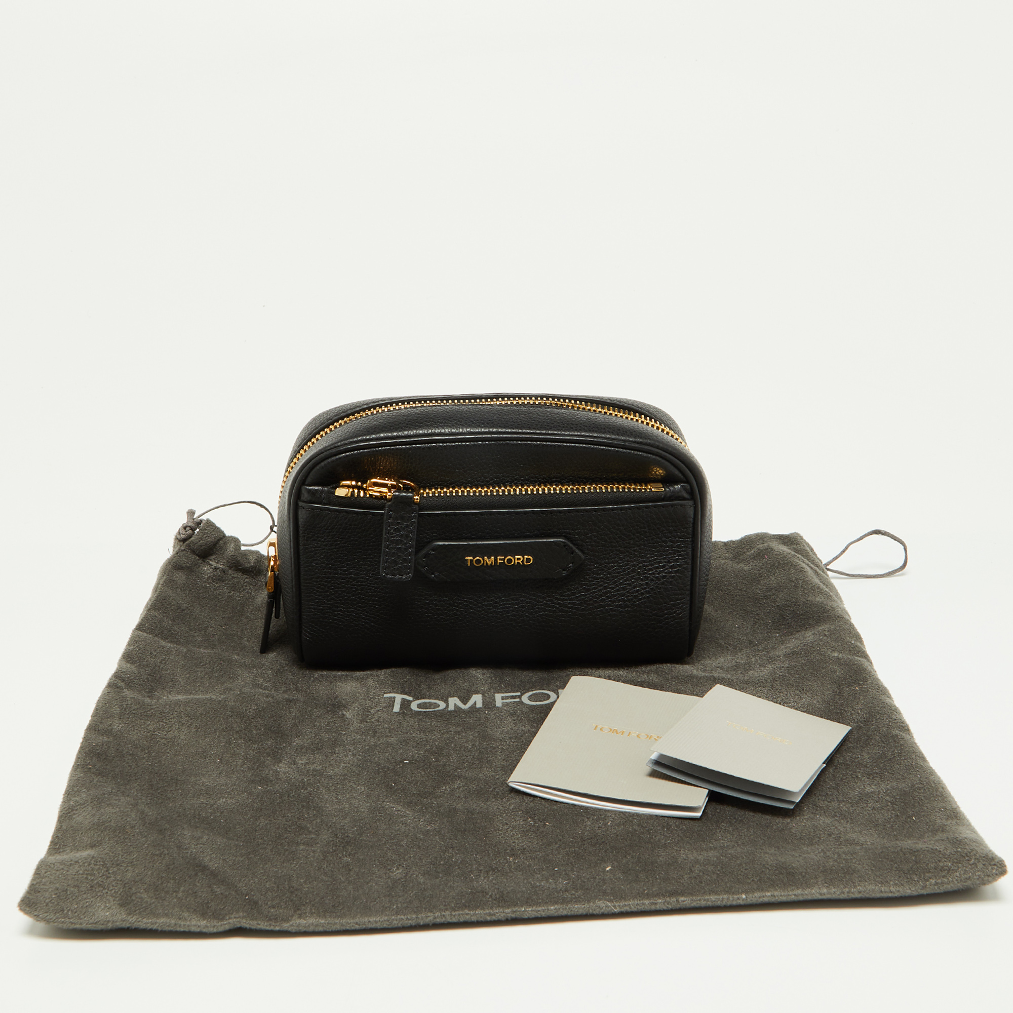 Tom Ford Black Leather Zip Pouch