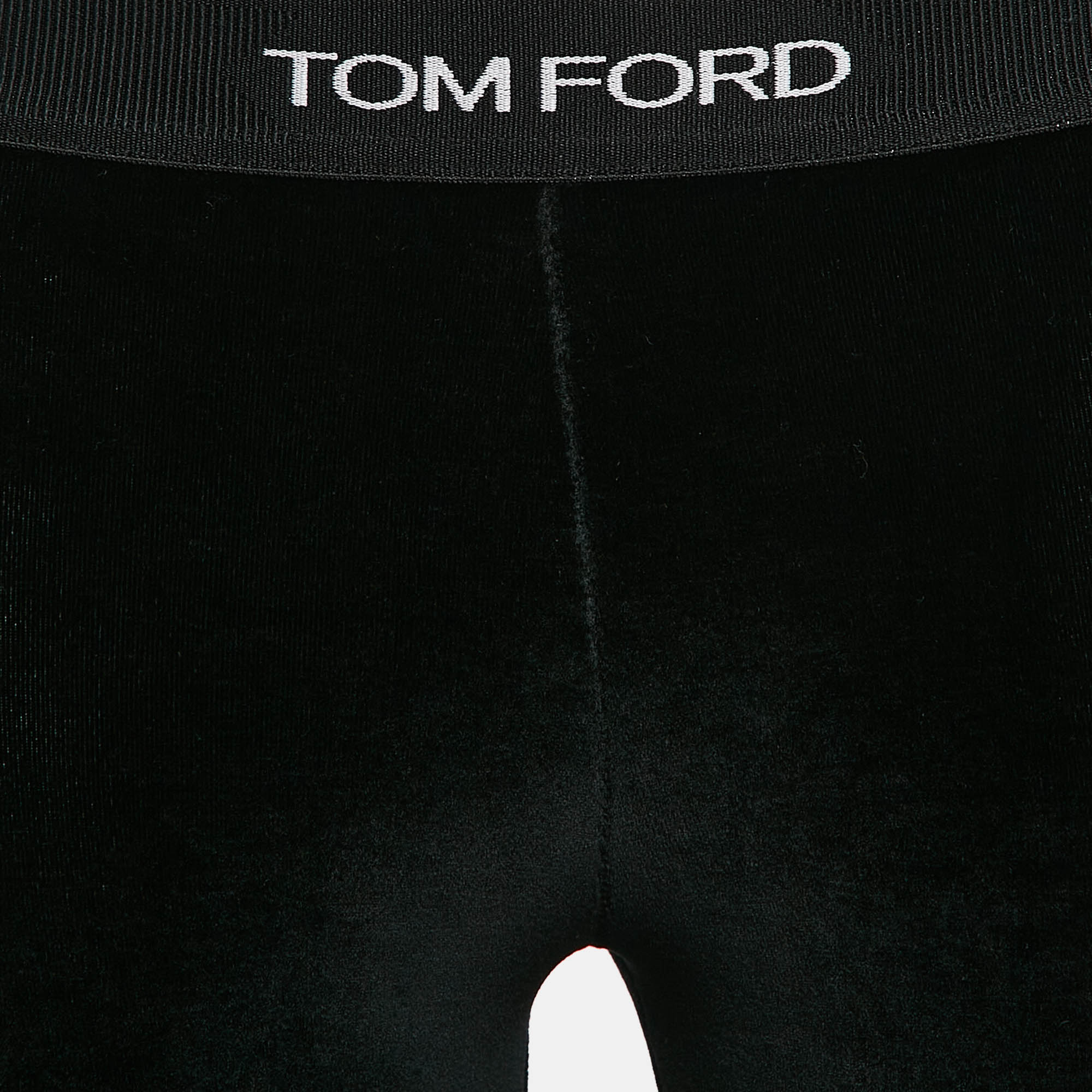 Tom Ford Black Velvet Jersey Logo Detail Leggings XS