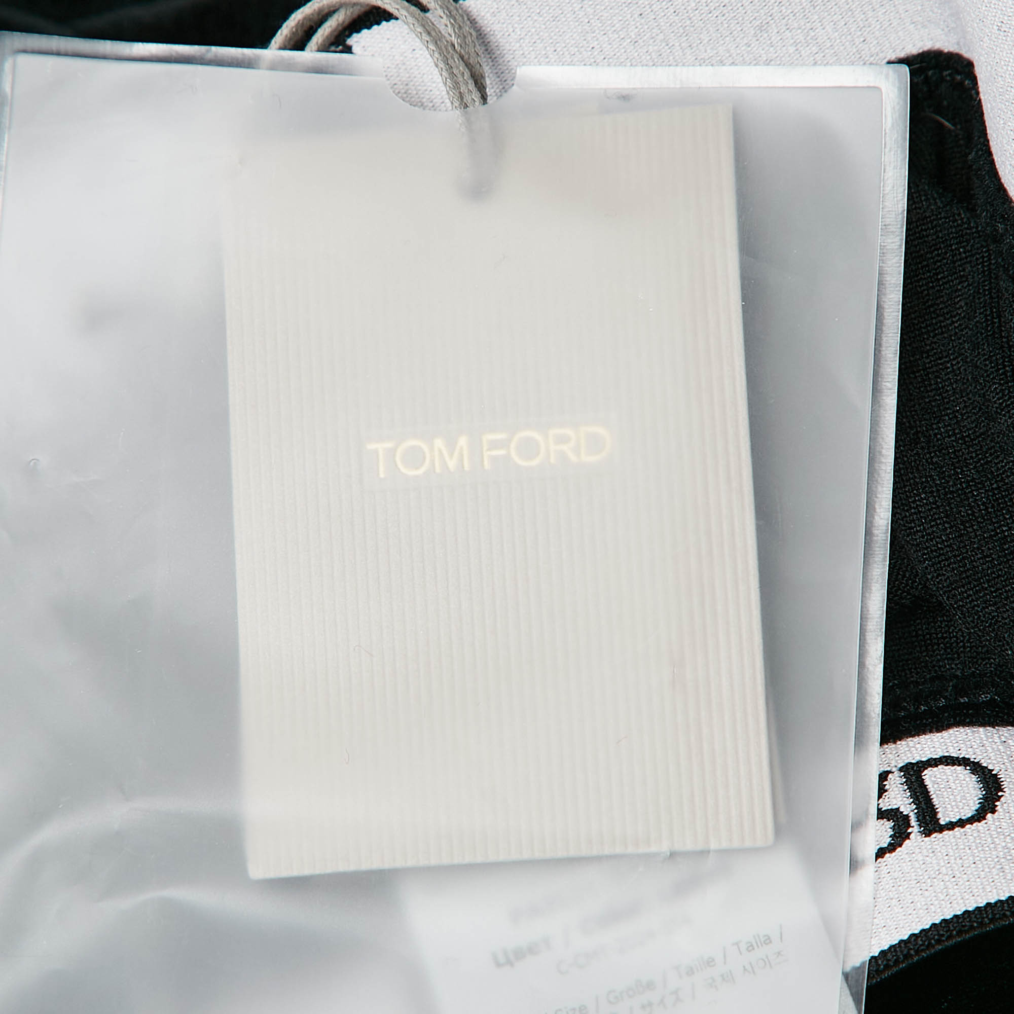 Tom Ford Black Velvet Jersey Logo Detail Leggings XS