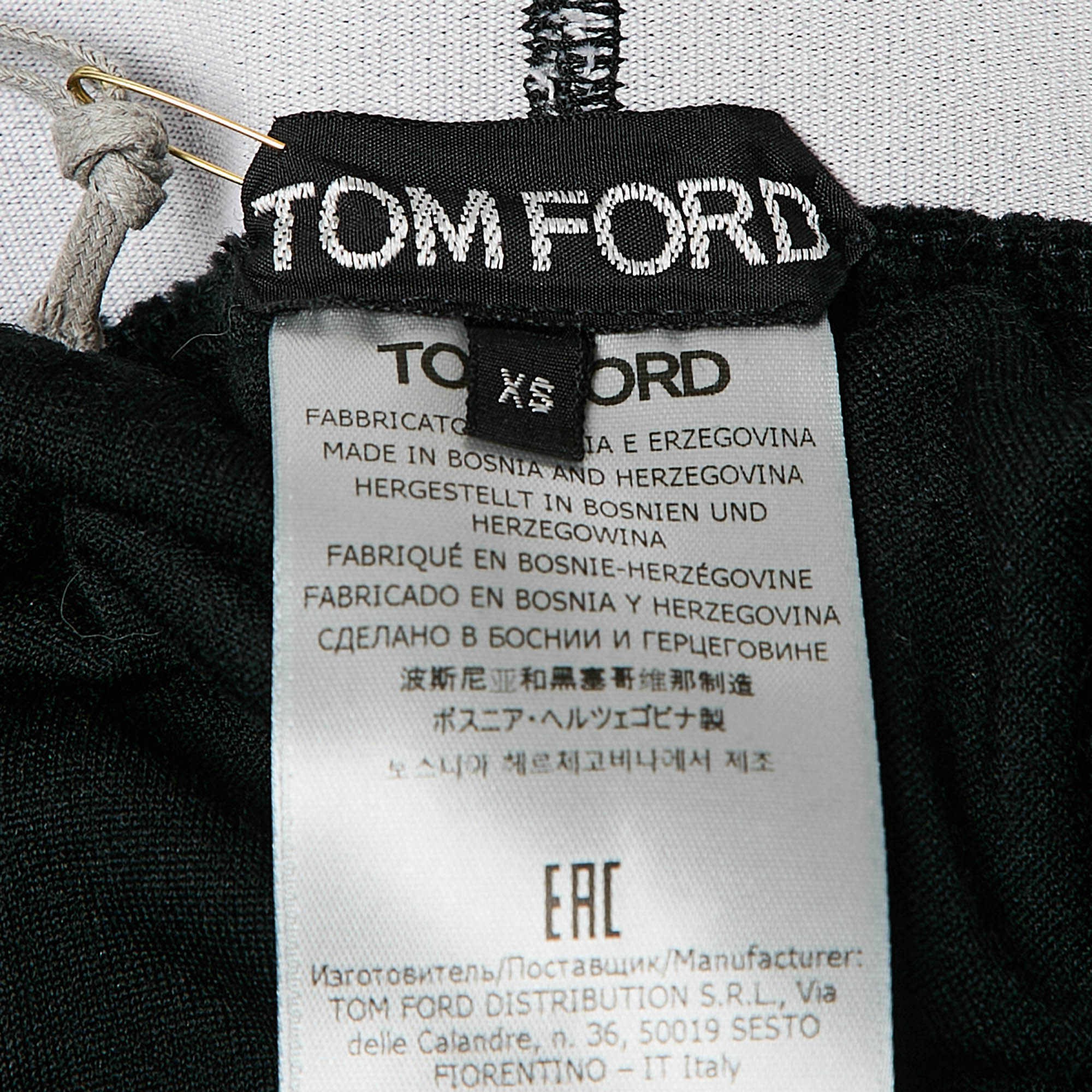 Tom Ford Black Velvet Jersey Logo Detail Leggings XS