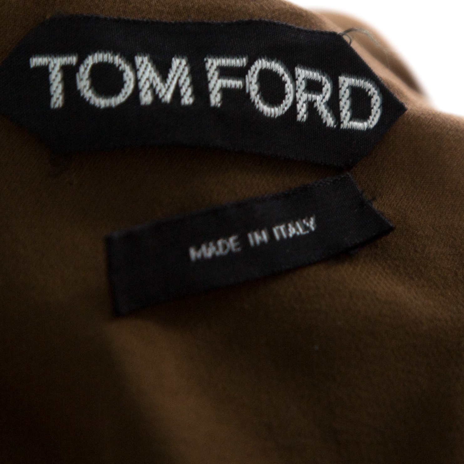 Tom Ford Brown Embellished Silk Draped Open Back Long Sleeve Dress S