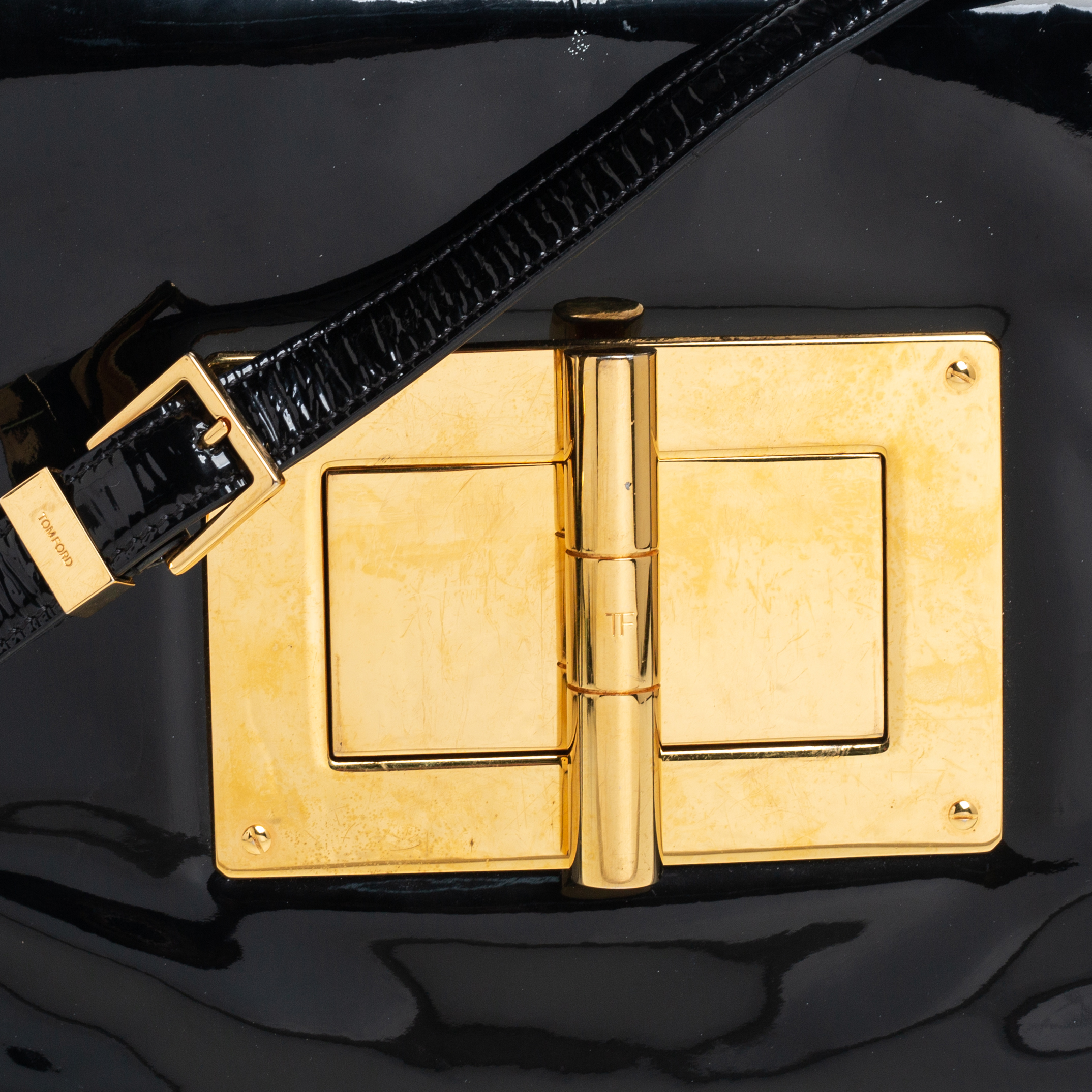 Tom Ford Black Patent Leather Natalia Crossbody Bag