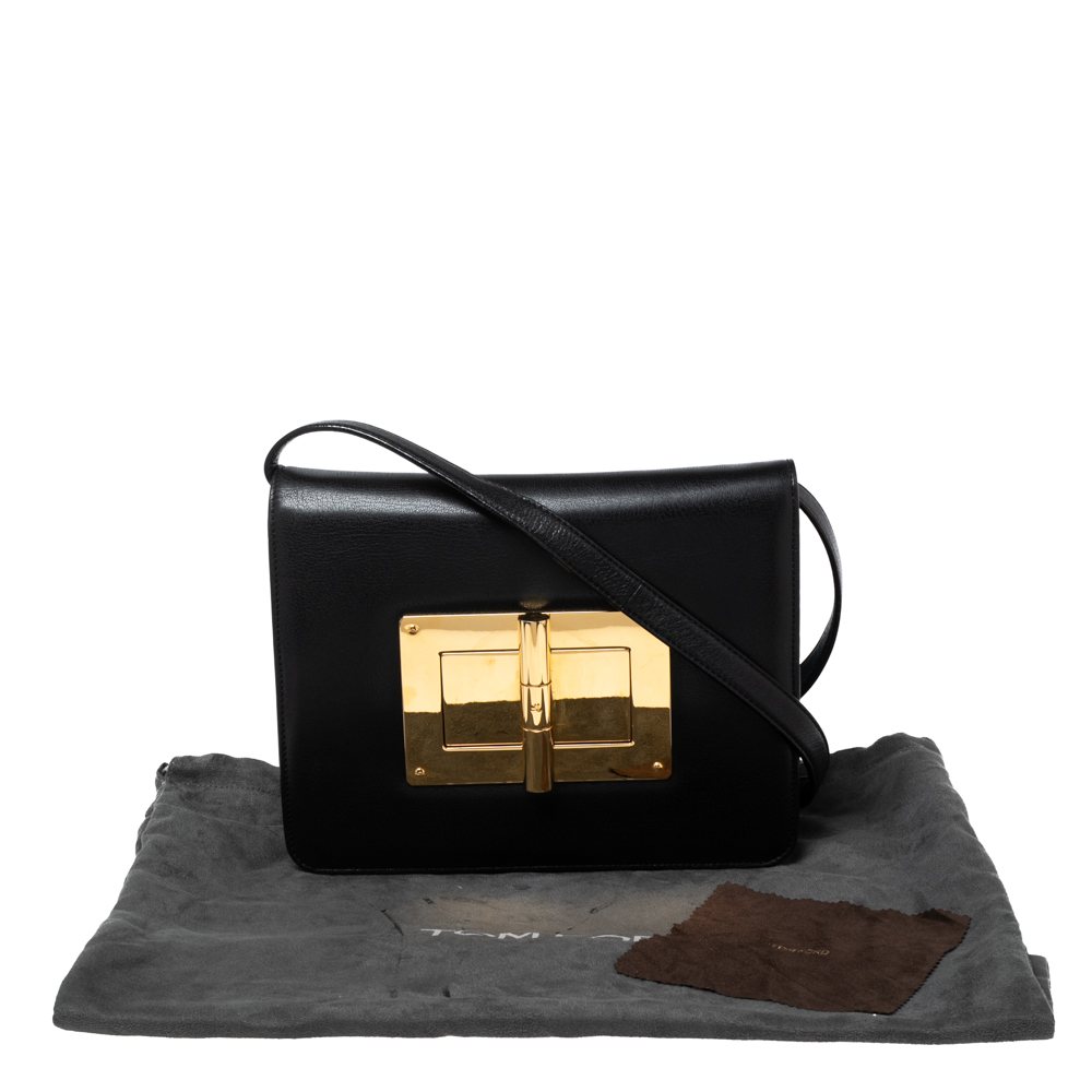 Tom Ford Black Leather Large Natalia Shoulder Bag