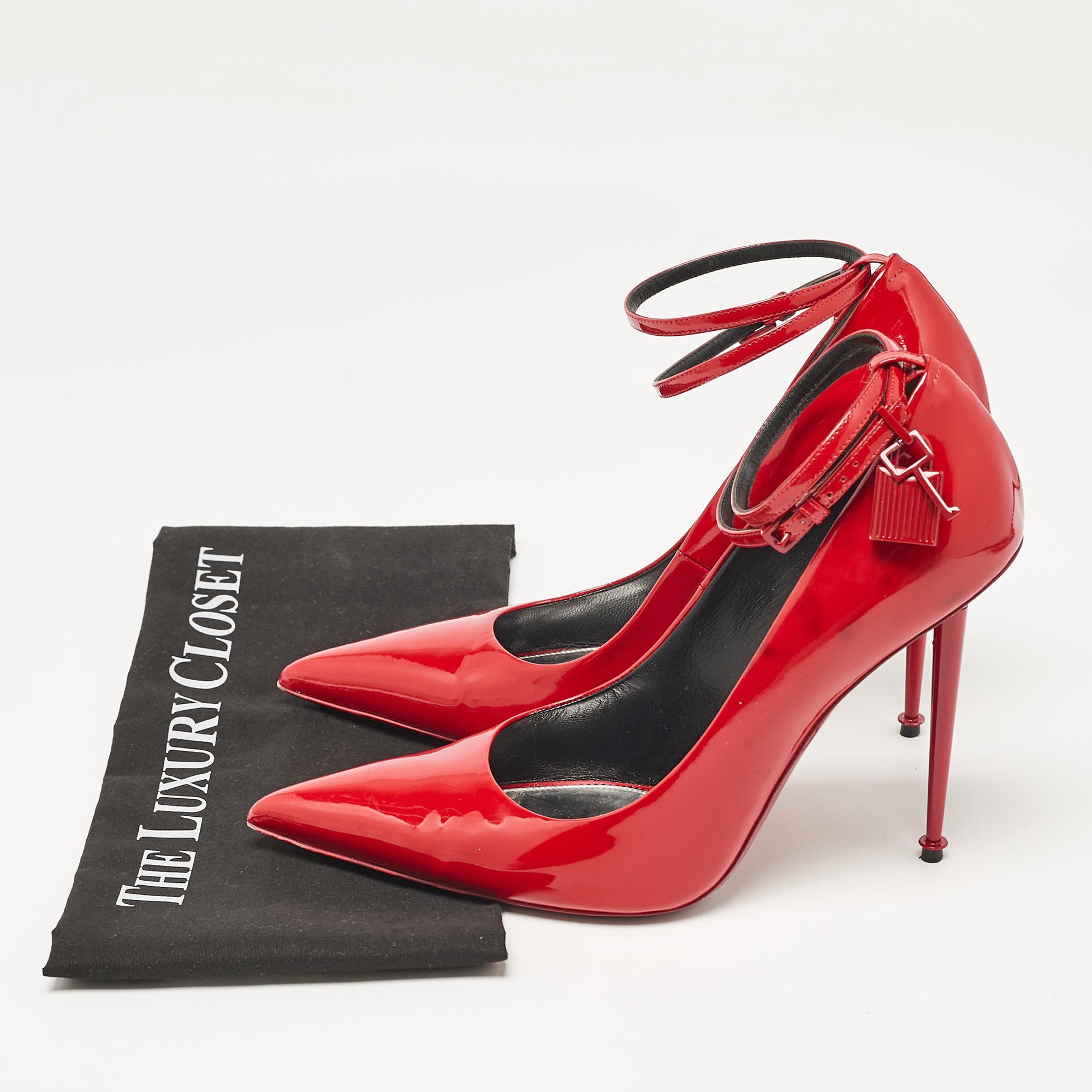 Tom Ford Red Patent Leather Padlock Pumps Size 42