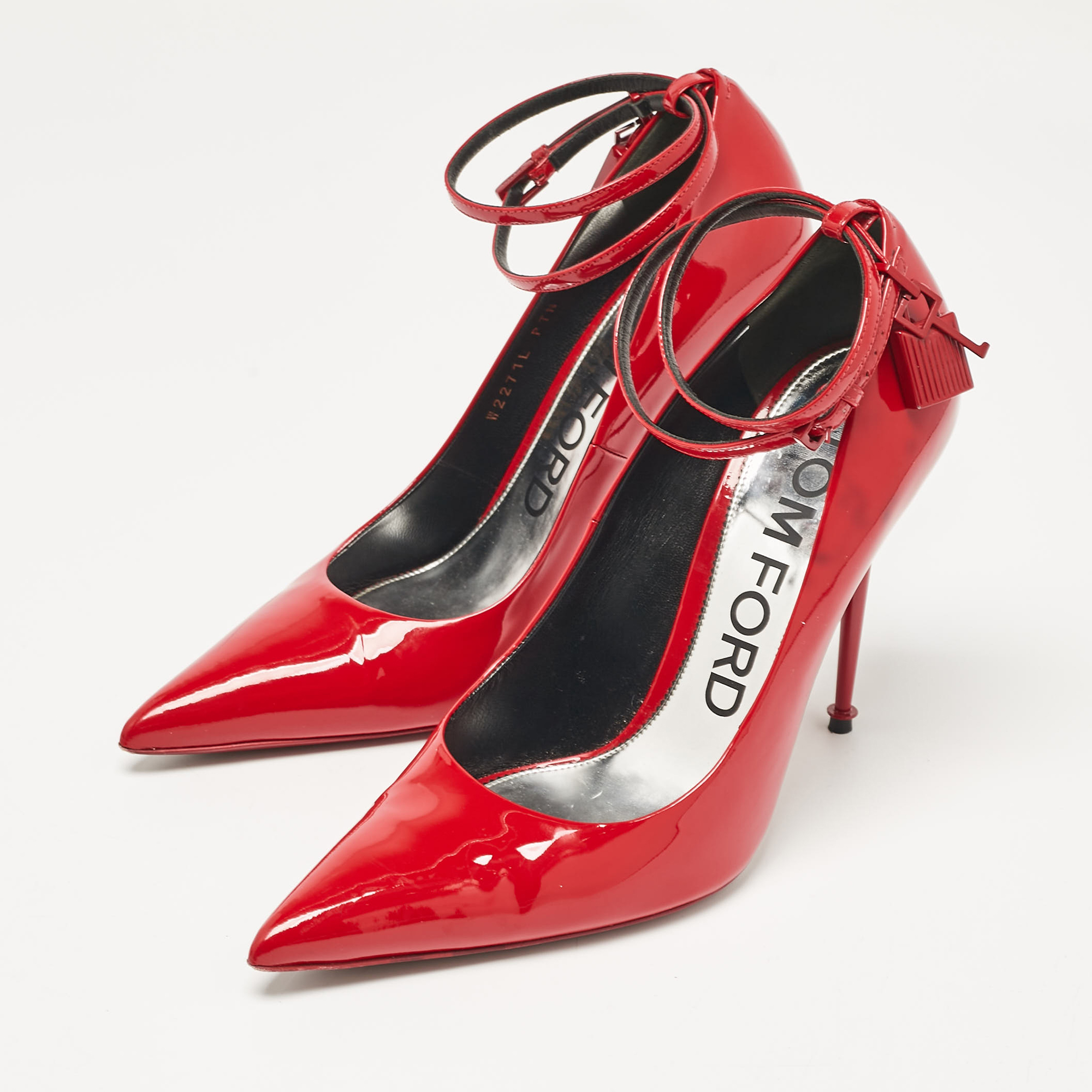 Tom Ford Red Patent Leather Padlock Pumps Size 42